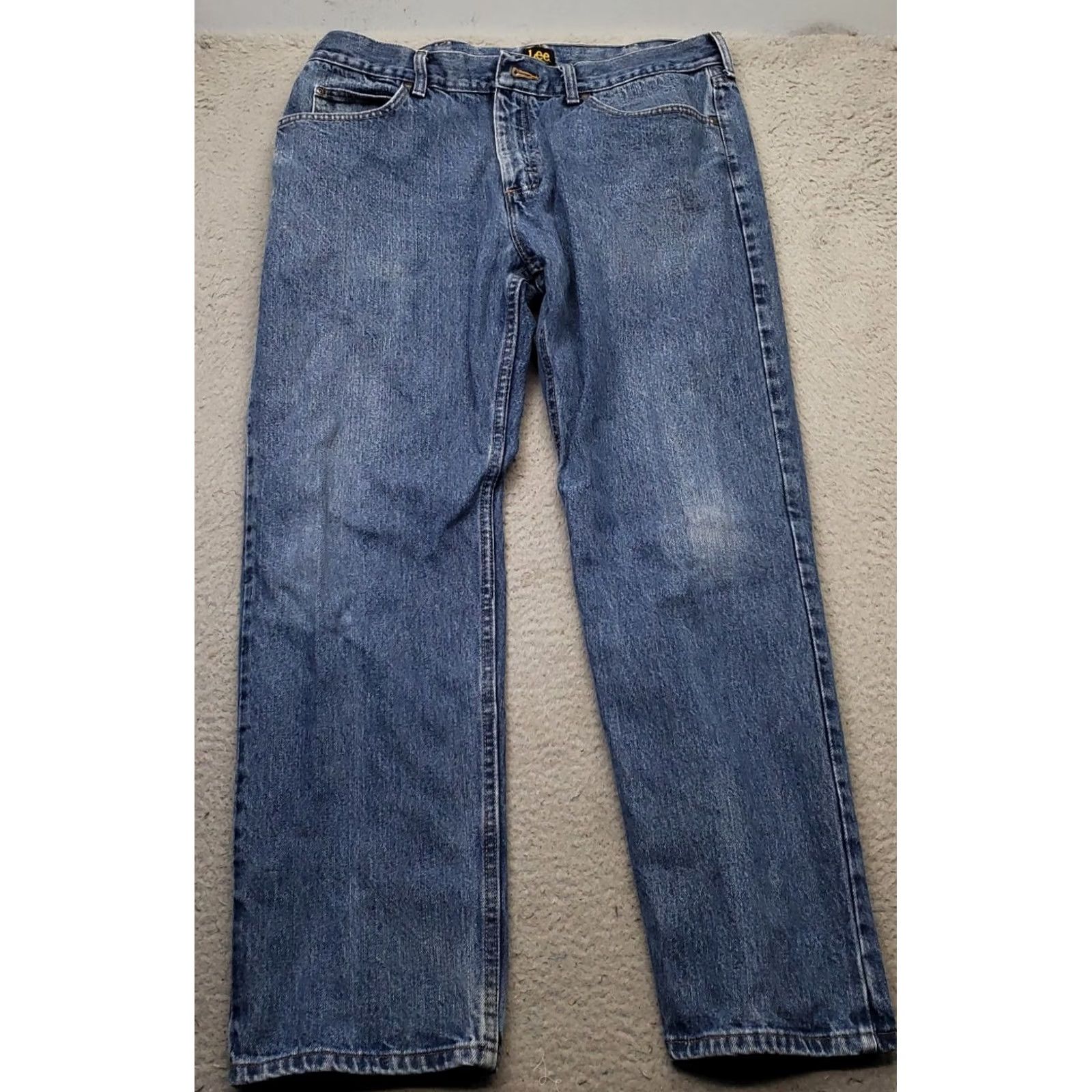 Lee Lee Jeans Mens Size 38 Regular Blue Denim Flat Front Medium Wash Straight Leg Jeans Size US 38 / EU 54 - 2 Thumbnail