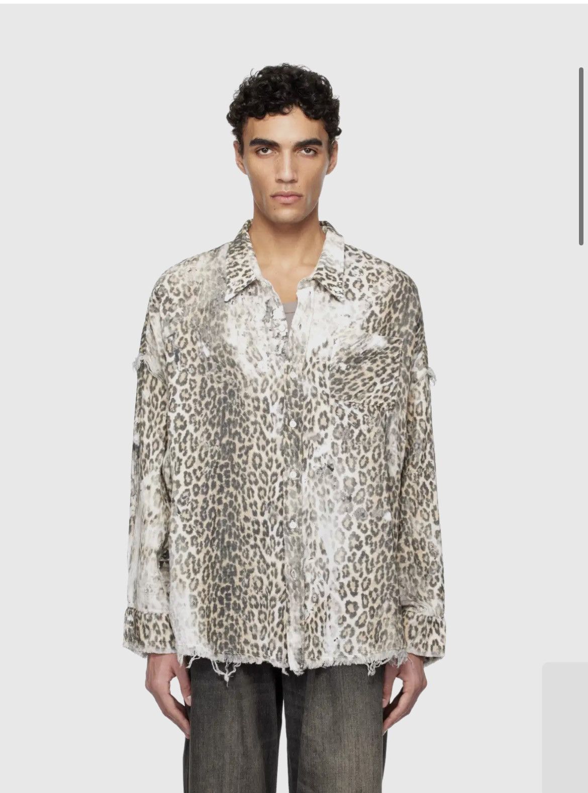 R13 Shredded Seam Drop Neck Shirt Leopard XS Size US XS / EU 42 / 0 - 1 Thumbnail
