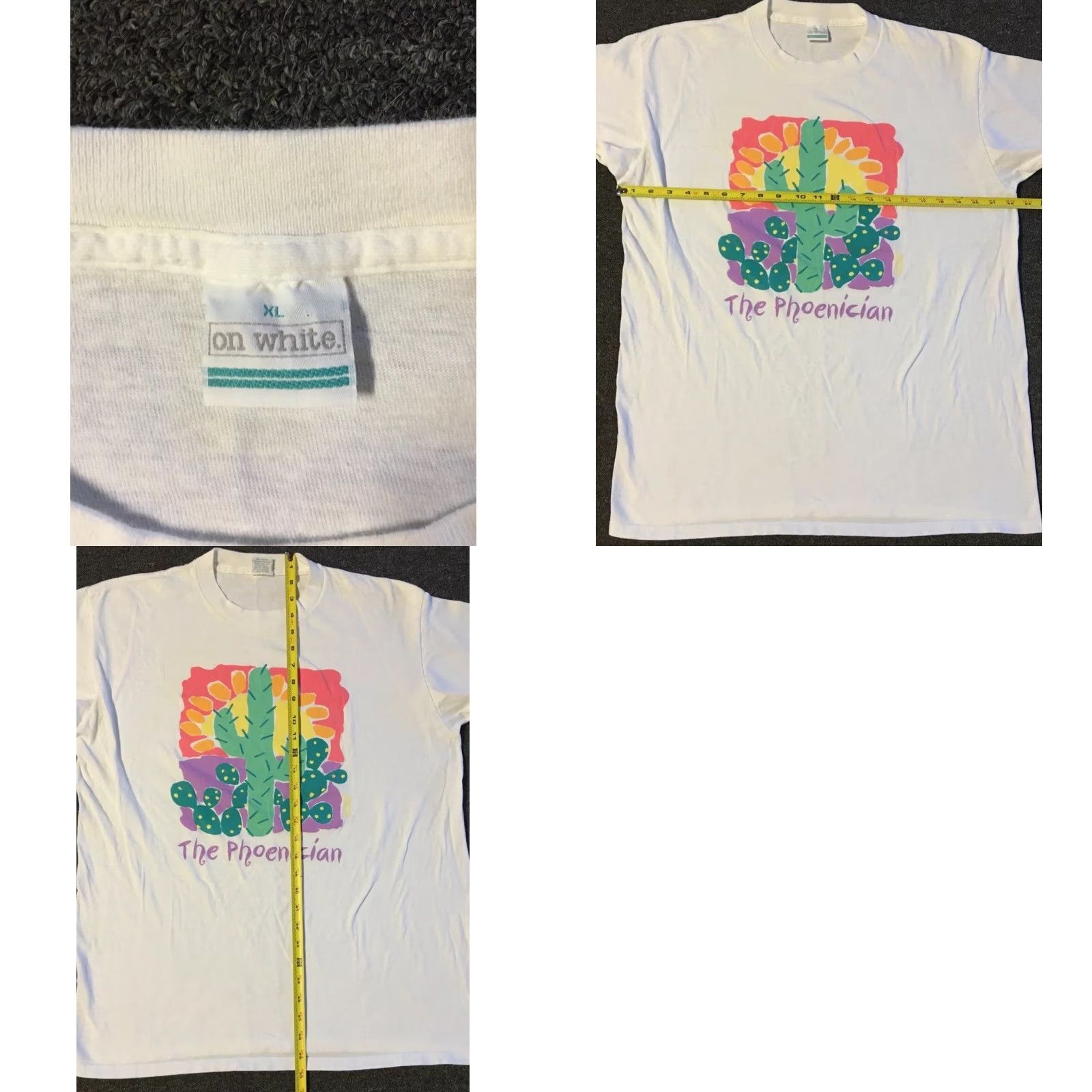 Vintage VINTAGE 90s Arizona Cactus Faded Abstract Art Shirt XL White Sun Palm Trees Beach Grunge 80s Mens T-Shirt Size US XL / EU 56 / 4 - 9 Thumbnail