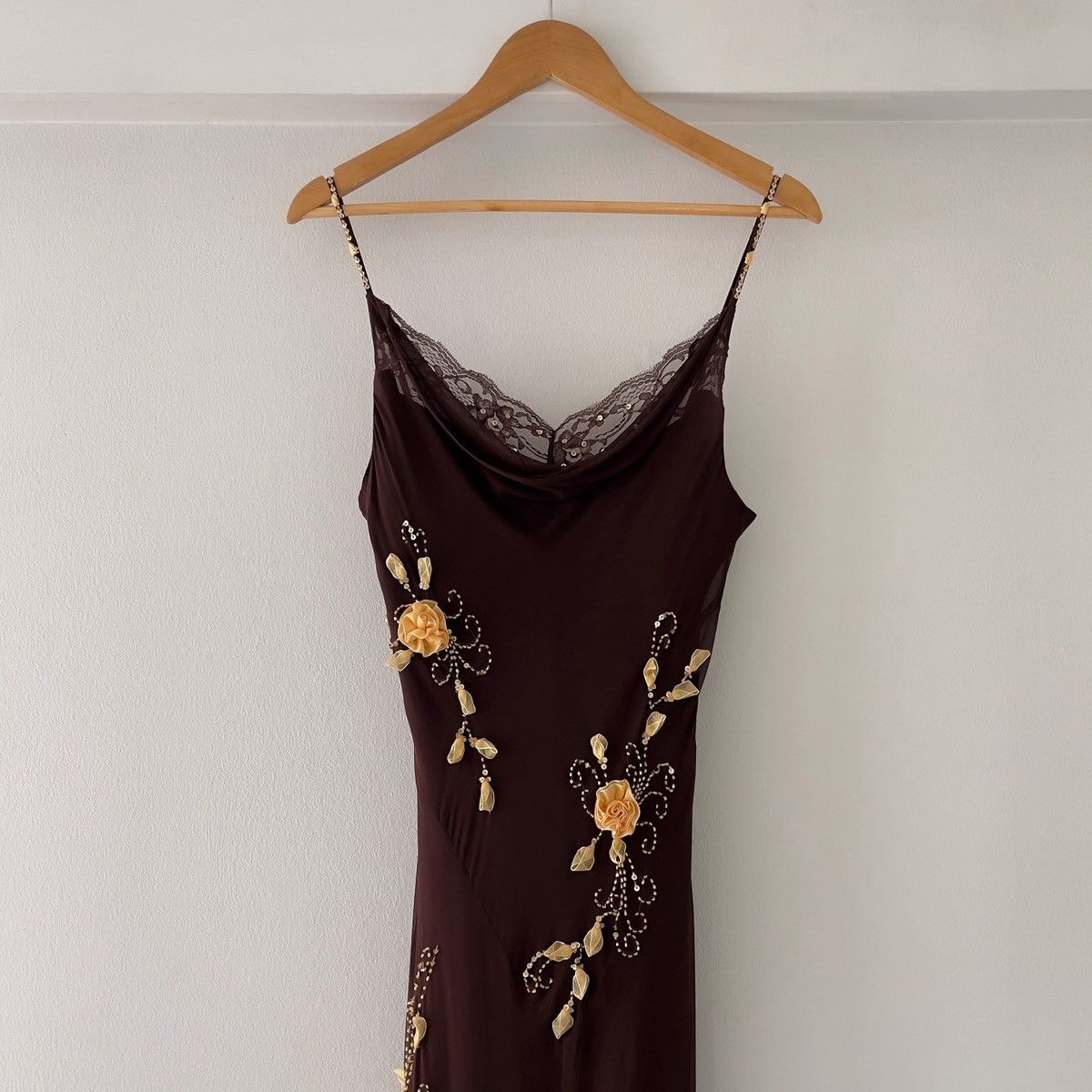 Other Vintage 1990s Silk Chiffon Brown Evening Gown (S–M) Size M / US 6-8 / IT 42-44 - 9 Thumbnail