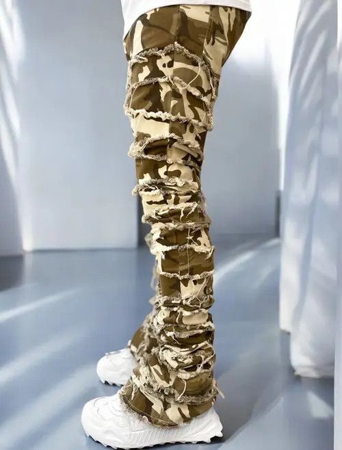 VIBE Camo Stacked Distressed Denim Jeans Size US 28 / EU 44 - 4 Thumbnail
