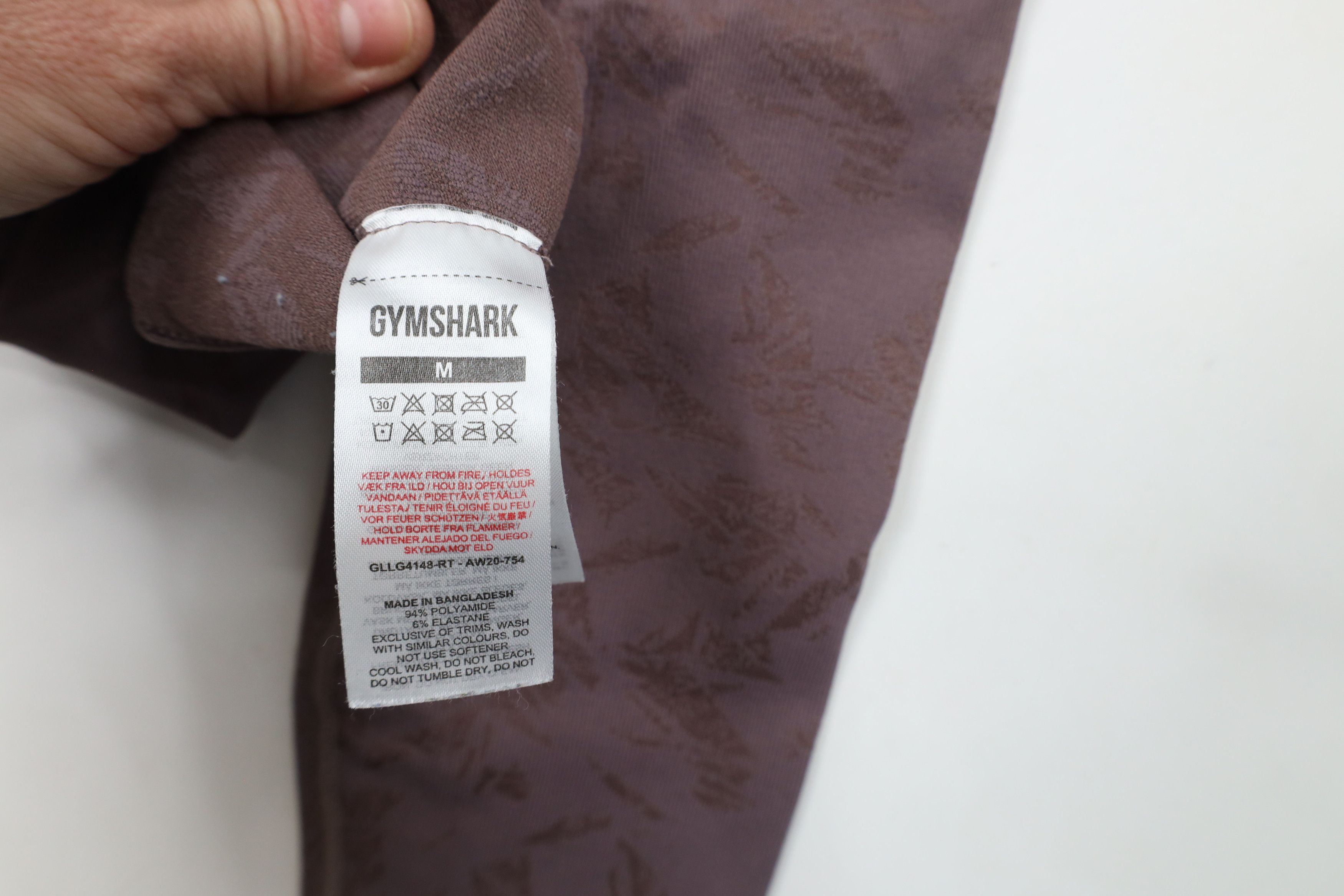 Gymshark × Vintage Gymshark Geometric Ribbed Spandex Gym Leggings Purple Size 26" / US 2 / IT 38 - 6 Thumbnail