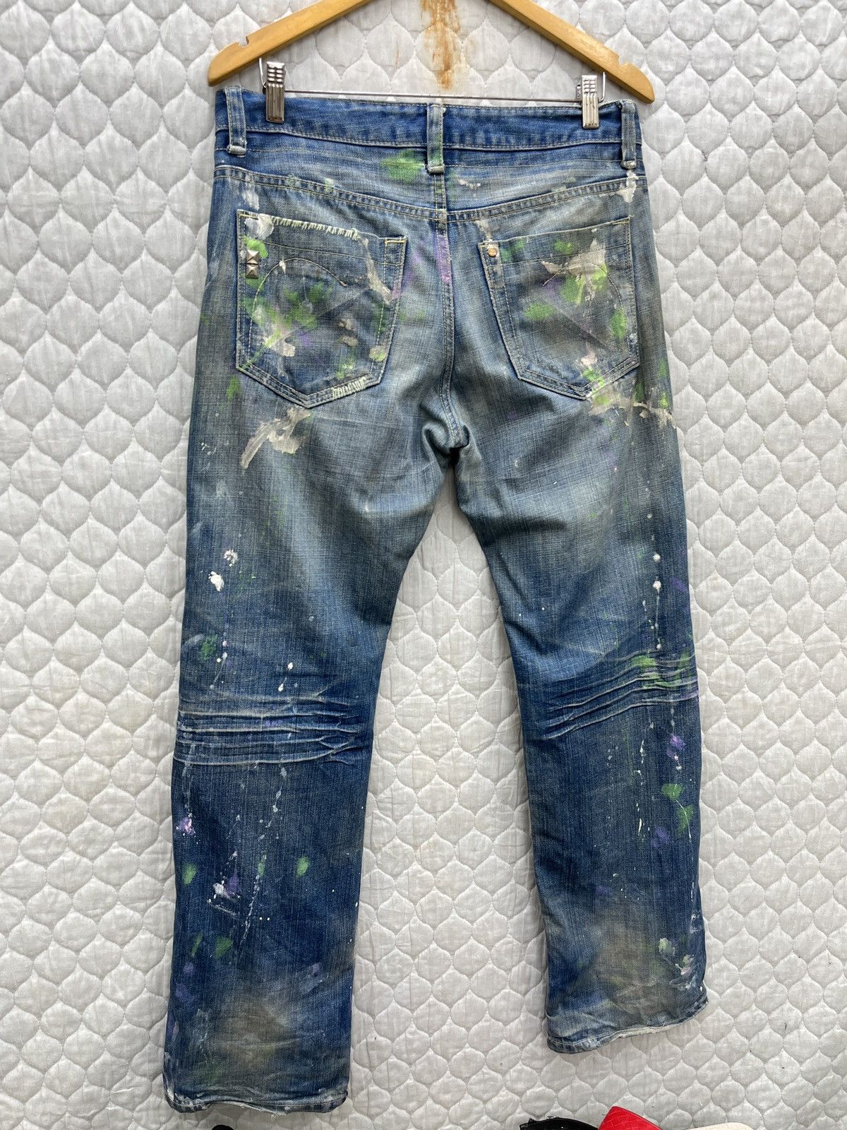 Japanese Brand 🔥🔥🔥ARCHIVE LUXY SPLATTER PAINT DENIM Size US 33 - 9 Thumbnail