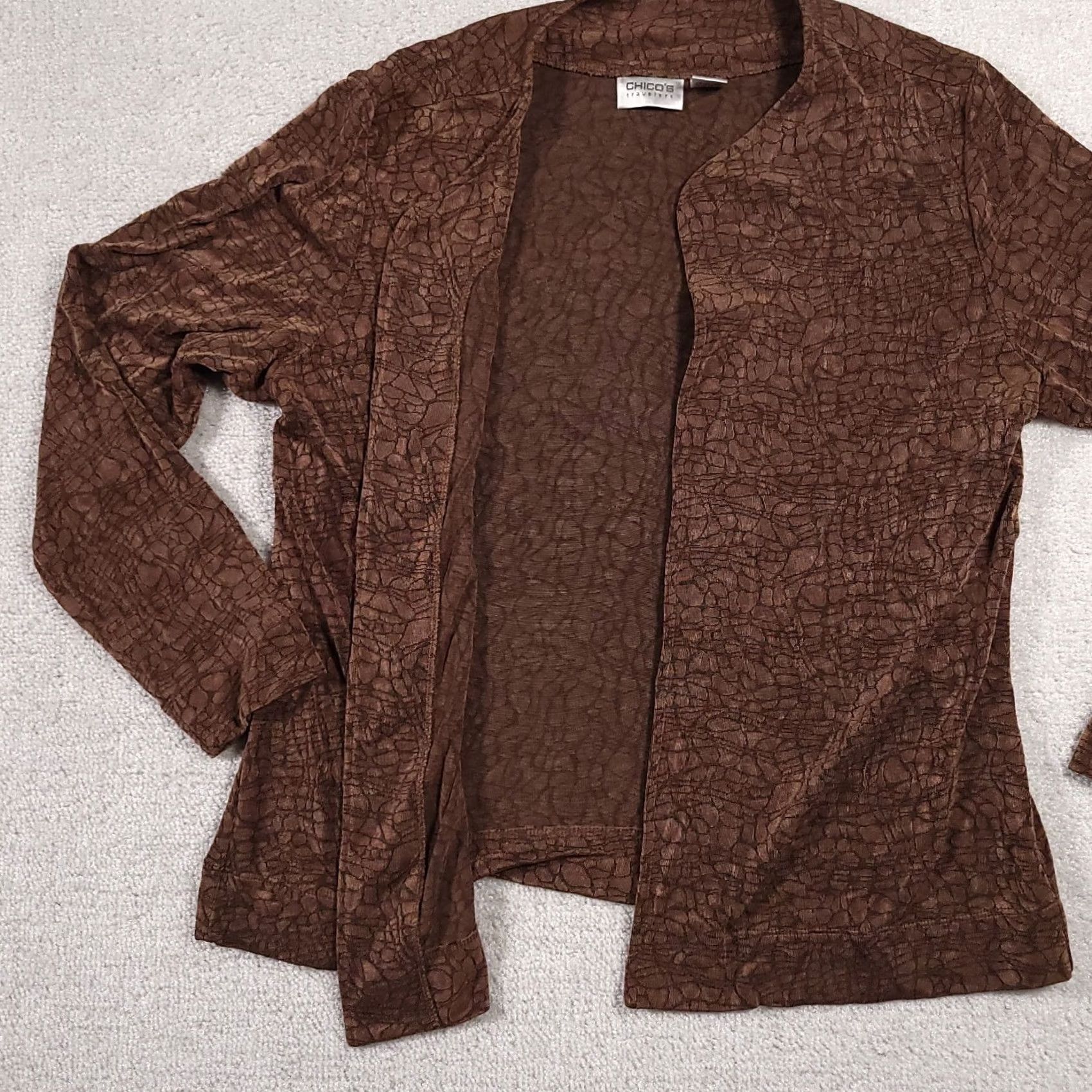 Vintage Vintage Chico'S Travelers Cardigan Womens 3 Brown Pattern Heavy Long Sleeve Open USA Size XS / US 0-2 / IT 36-38 - 5 Thumbnail