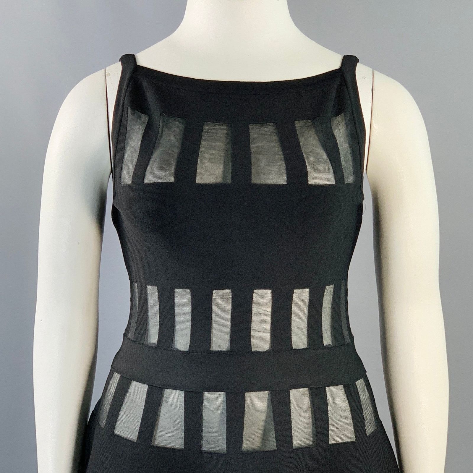 Alaia ALAIA Black Viscose Blend Cut Out Sleeveless Midi Dress Size L / US 10 / IT 46 - 2 Thumbnail
