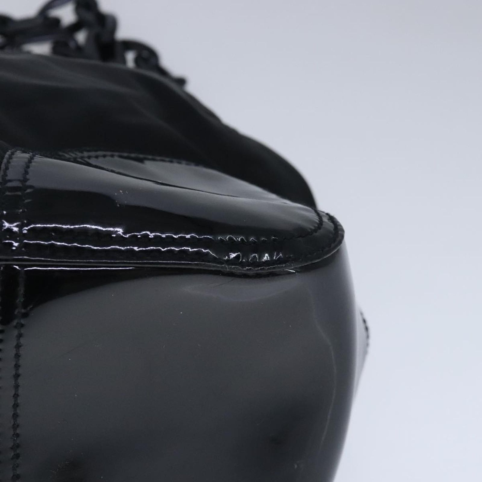 Prada Chain Tote Black Nylon Patent Leather