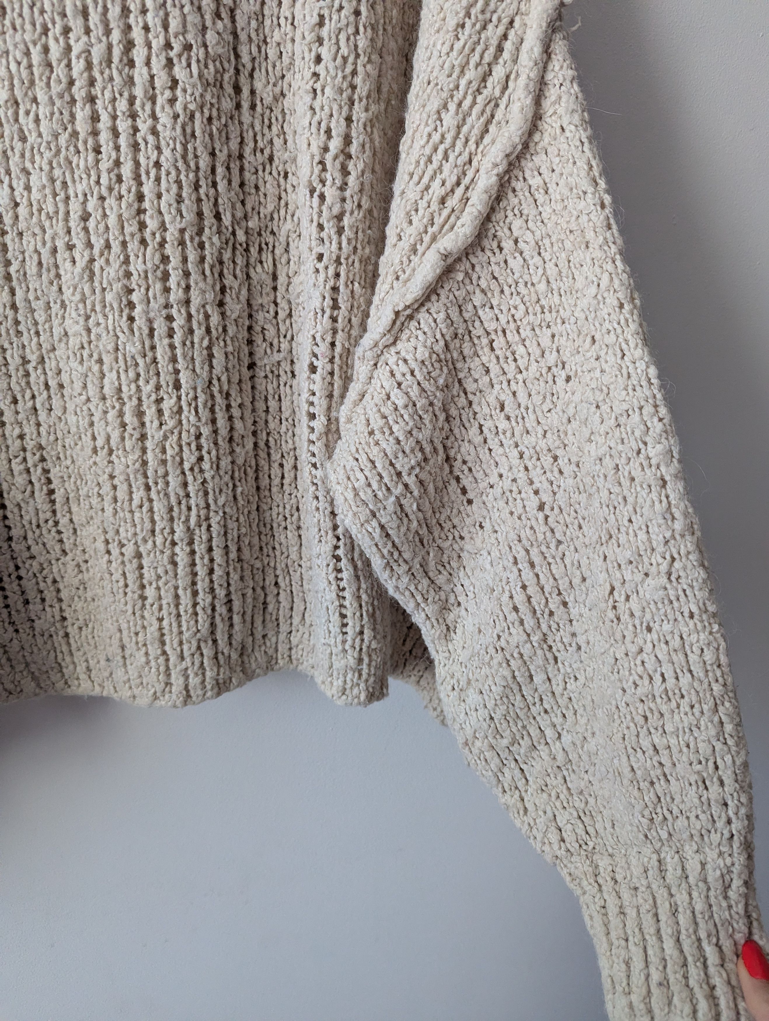 Other Made in Italy Oversize Bouclé Knit Sweater Beige Size L / US 10 / IT 46 - 7 Thumbnail