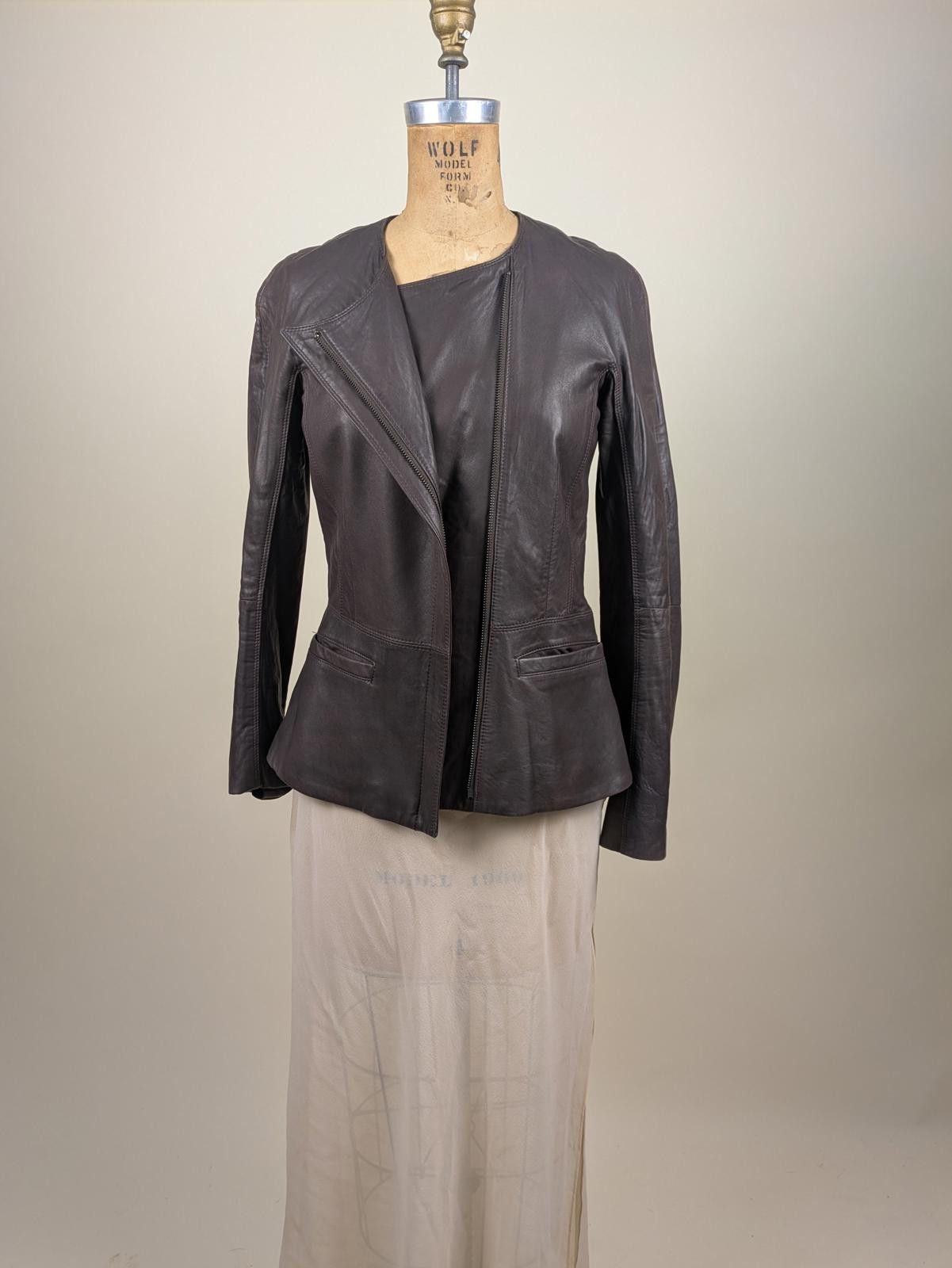 Theory Theory chocolate brown lamb leather moto jacket Size XS / US 0-2 / IT 36-38 - 6 Thumbnail