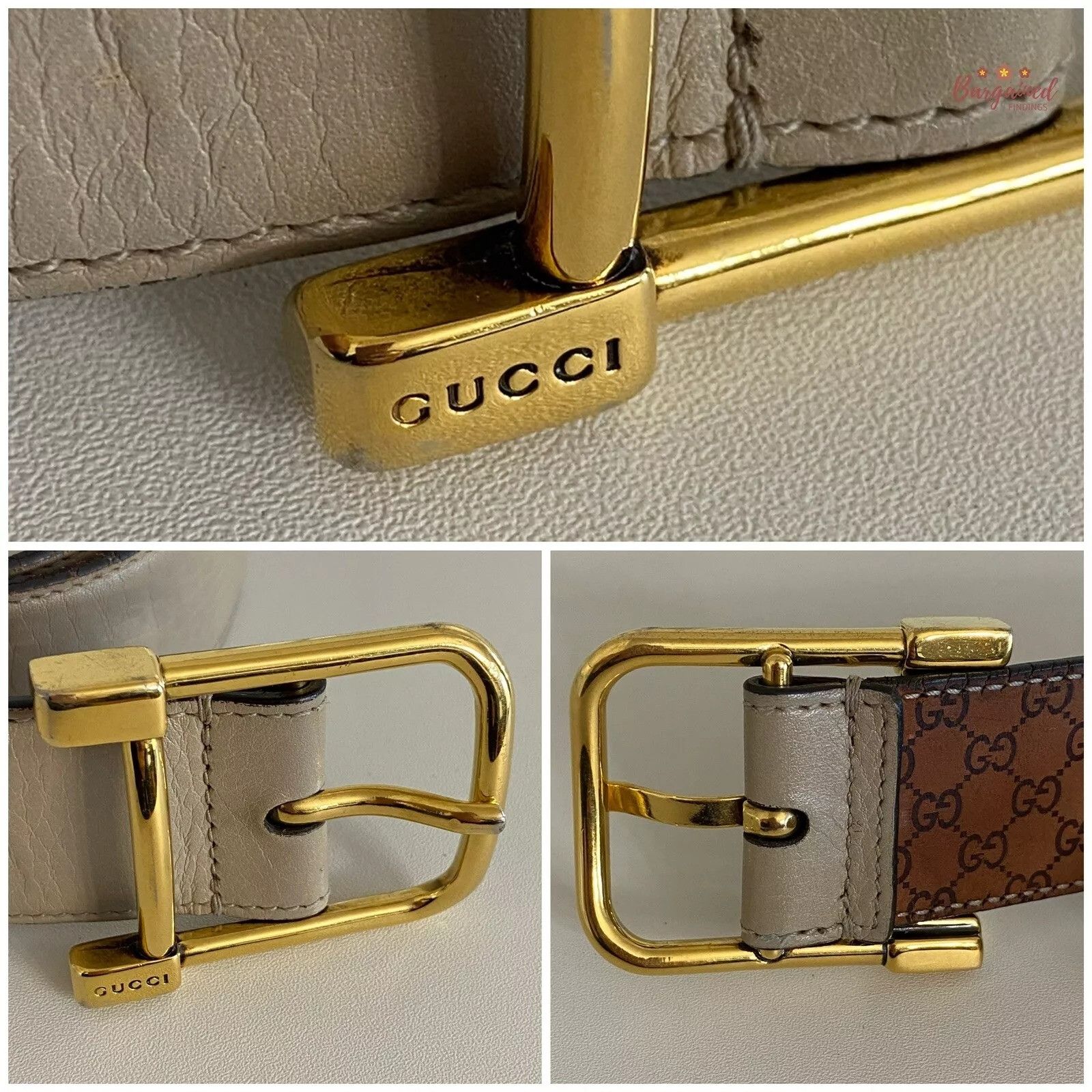 Gucci Gucci Taupe Calfskin Leather Gold Pin Buckle Belt Size ONE SIZE - 6 Thumbnail