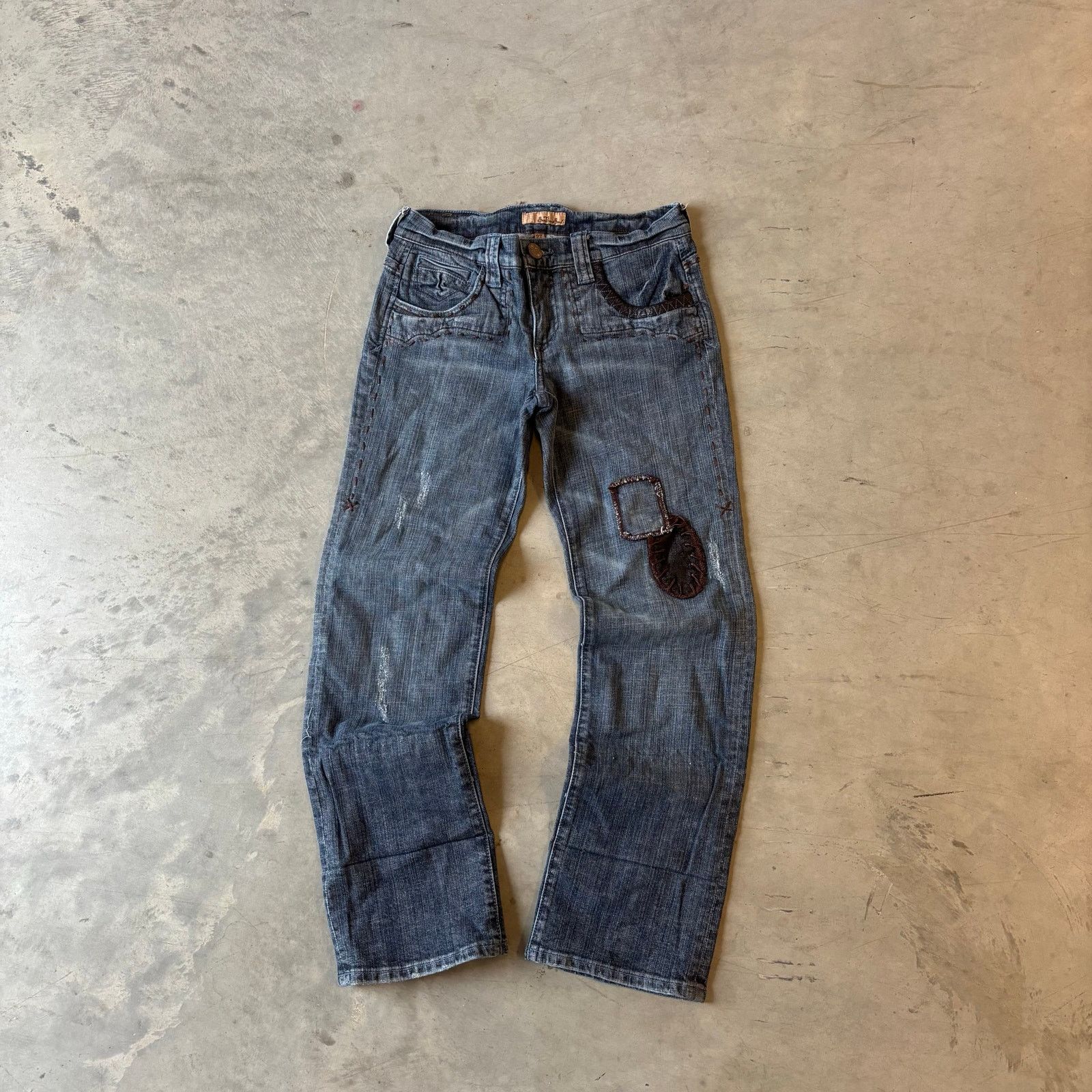 Vintage Vintage faded washed patchwork jeans Size US 27 - 1 Thumbnail