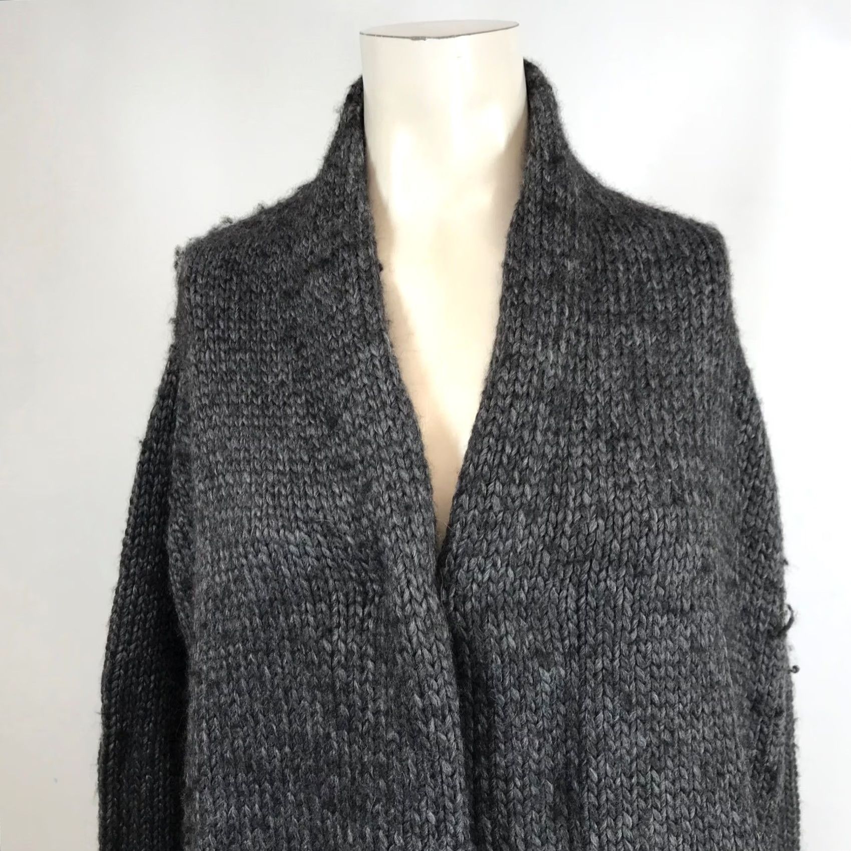 Joie Joie Knit Cardigan Sweater XS Charcoal Gray Shawl Collar Alpaca Blend Size XS / US 0-2 / IT 36-38 - 2 Thumbnail