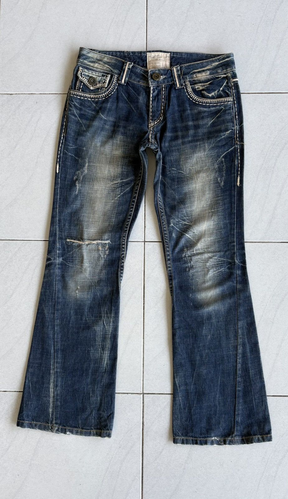 Other Korean Lolita Flared Jeans Streetwear Distressed Denim Size US 33 - 2 Thumbnail