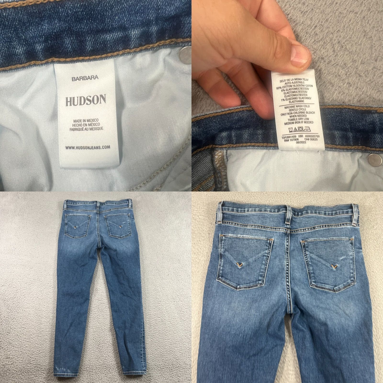 Hudson HUDSON Barbara Skinny Jeans Womens 31 Blue Medium Wash Denim 5-Pocket Stretch Regular Size Women's Jeans 27in Inseam Size 24" / US 00 / IT 34 - 8 Thumbnail