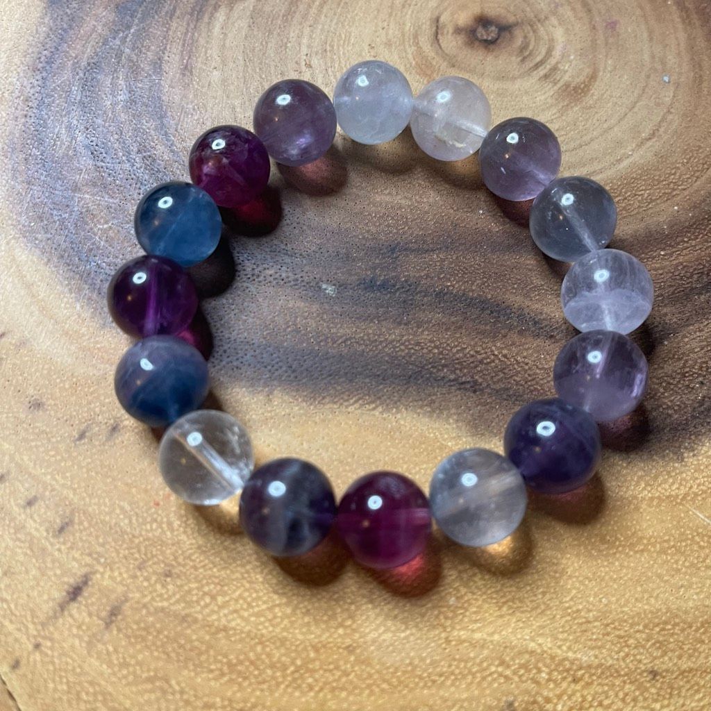 Other Fluorite bracelet striped layers rainbow colors stretch 12mm Size ONE SIZE - 1 Thumbnail