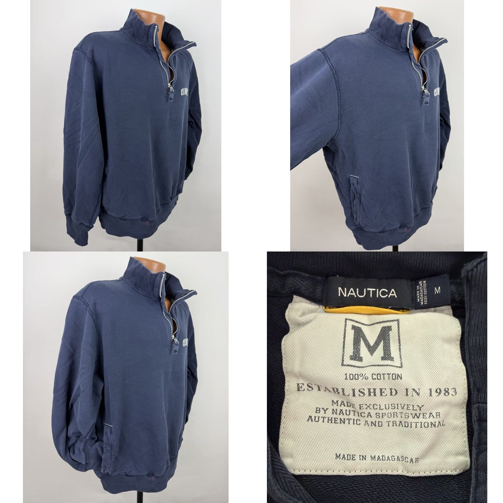 Nautica VINTAGE Nautica Sweatshirt Mens M Navy 1/4 Zip Pockets Knit Pullover Blue Casual Nautical Mens Size US M / EU 48-50 / 2 - 9 Thumbnail