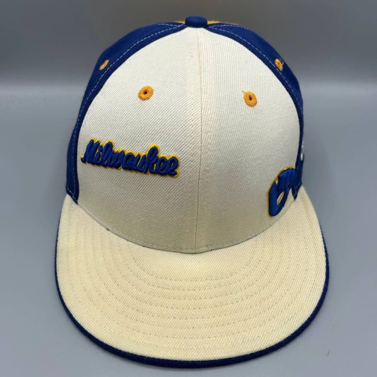 New Era Milwaukee Brewers Hat Men 7 1/4 Embroidered MLB Fitted Wool Size ONE SIZE - 1 Thumbnail