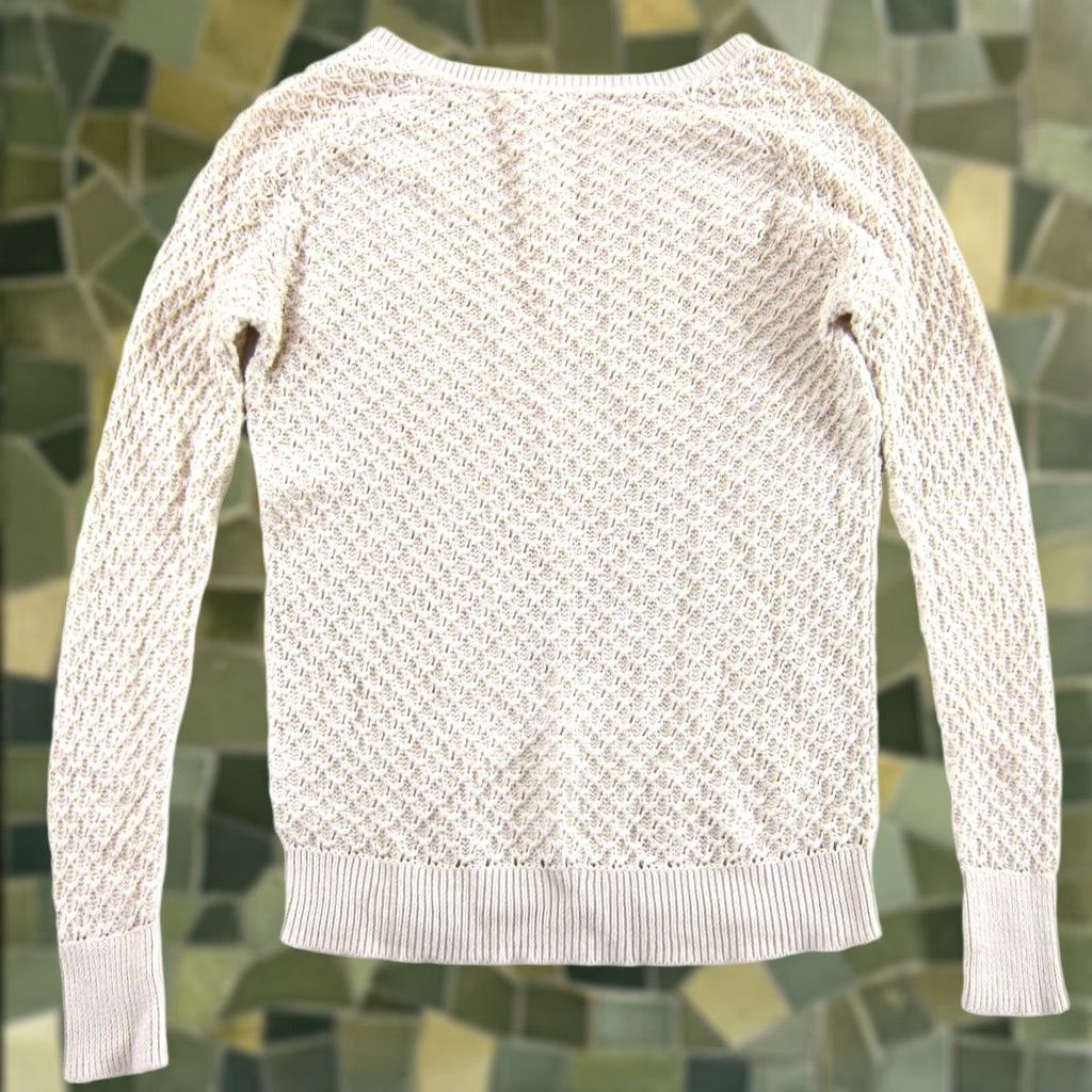 Vintage Caslon Caslon 100% Cotton Crochet Knit Pullover Lightweight Crew Neck Sweater Women Small Ivory Casual, Bohemian, Classic Pullover Women XS-XXS? Size S / US 4 / IT 40 - 1 Thumbnail