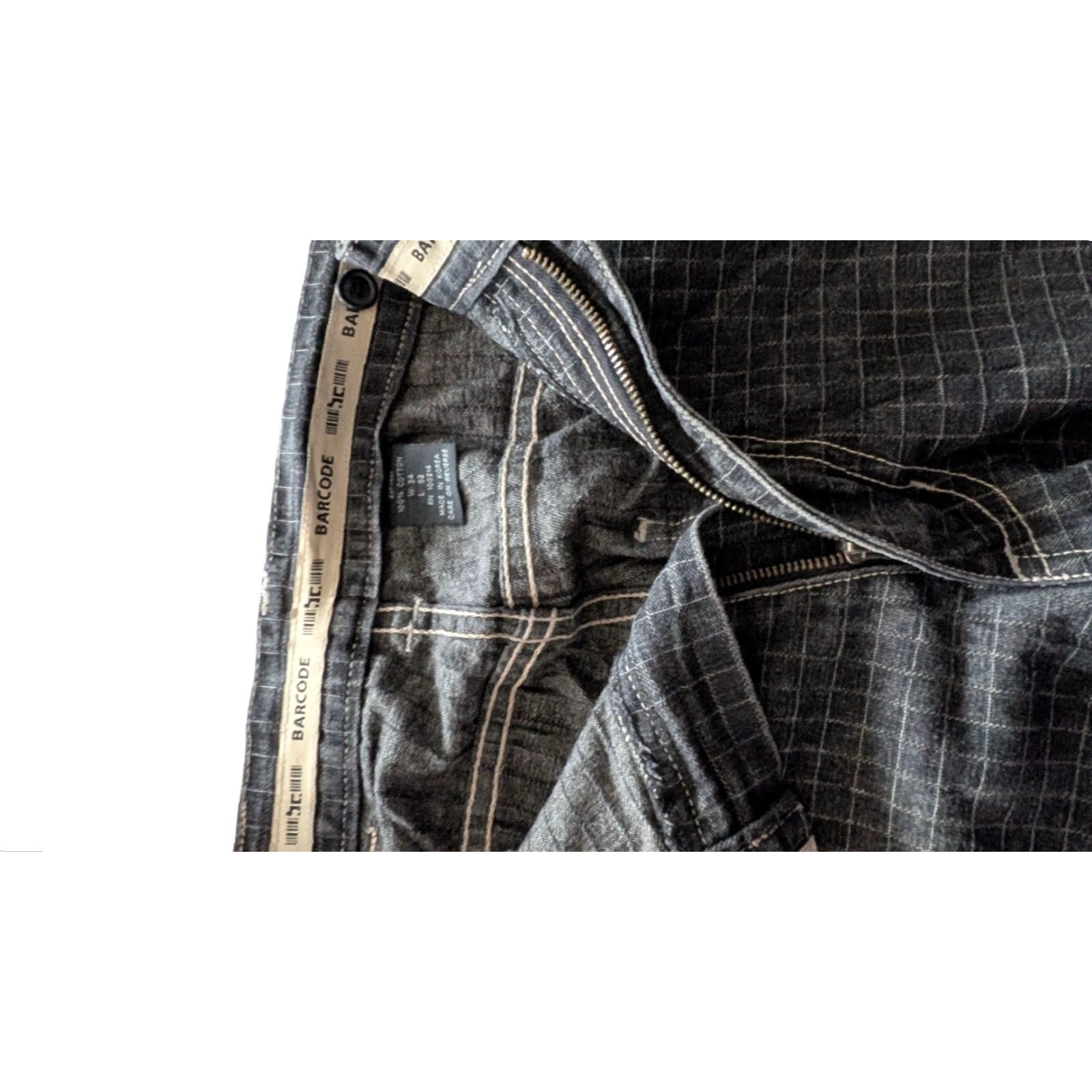 Denime Barcode Grid Jeans W34 L32 Black Denim Jeans Men 5-Pocket Zip Fly BarCode Grid Brand Denim 34x32 Black 100% Cotton XS? Size US 34 / EU 50 - 4 Thumbnail