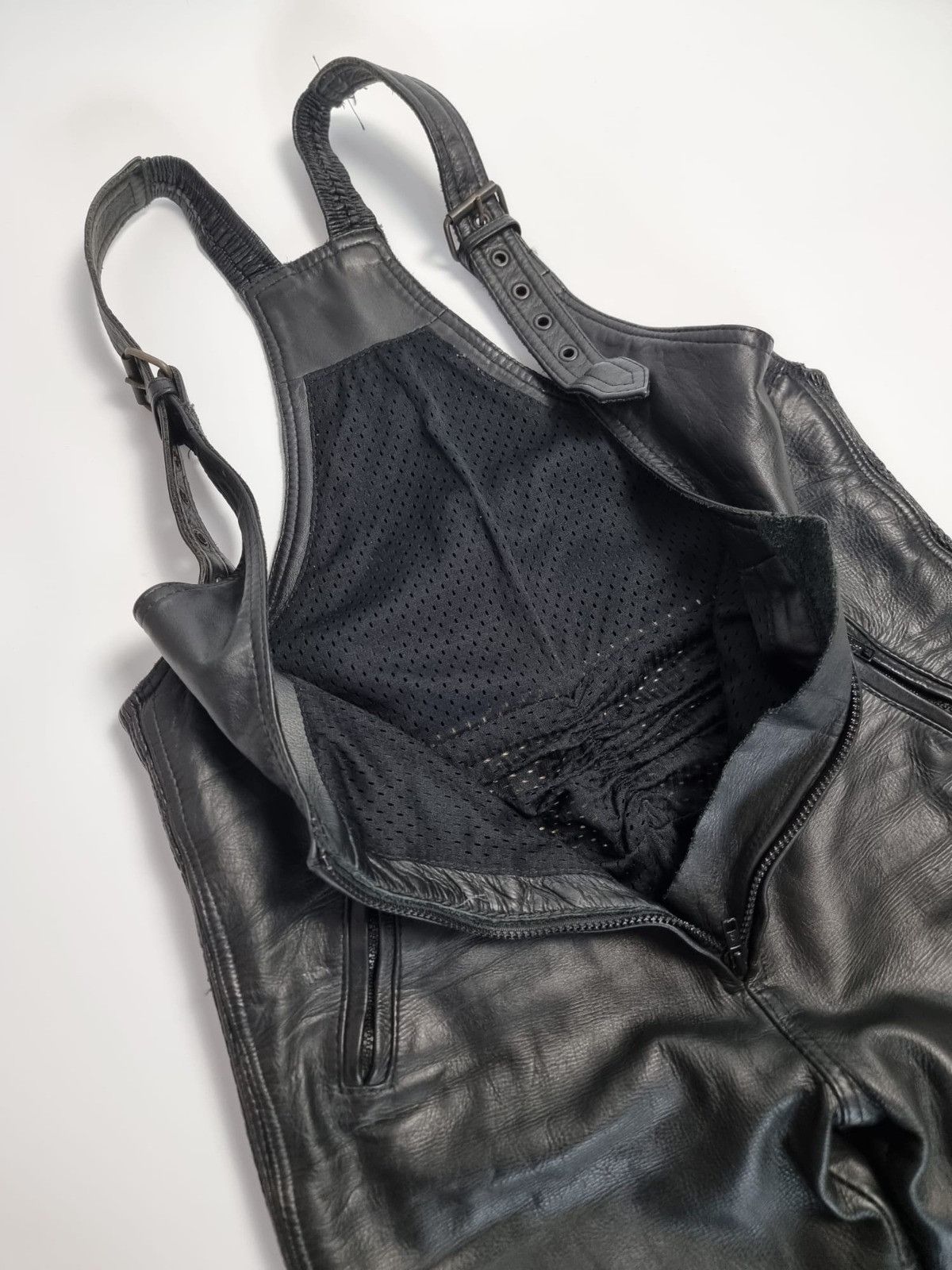 Vintage leather suspender pants S/M black mens womens Size 30" / US 8 / IT 44 - 12 Thumbnail
