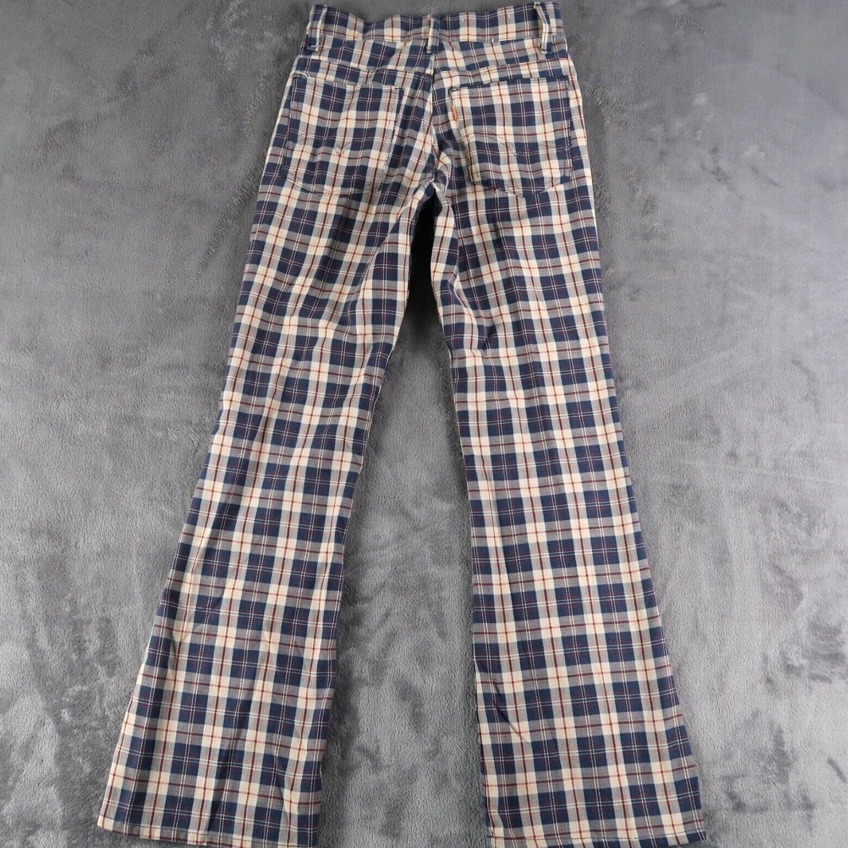 Levi's VTG Levi's 70s Orange Tab Big E Students Sta-Prest Plaid Flare Slacks 25x28 USA Mens Size ONE SIZE - 2 Thumbnail