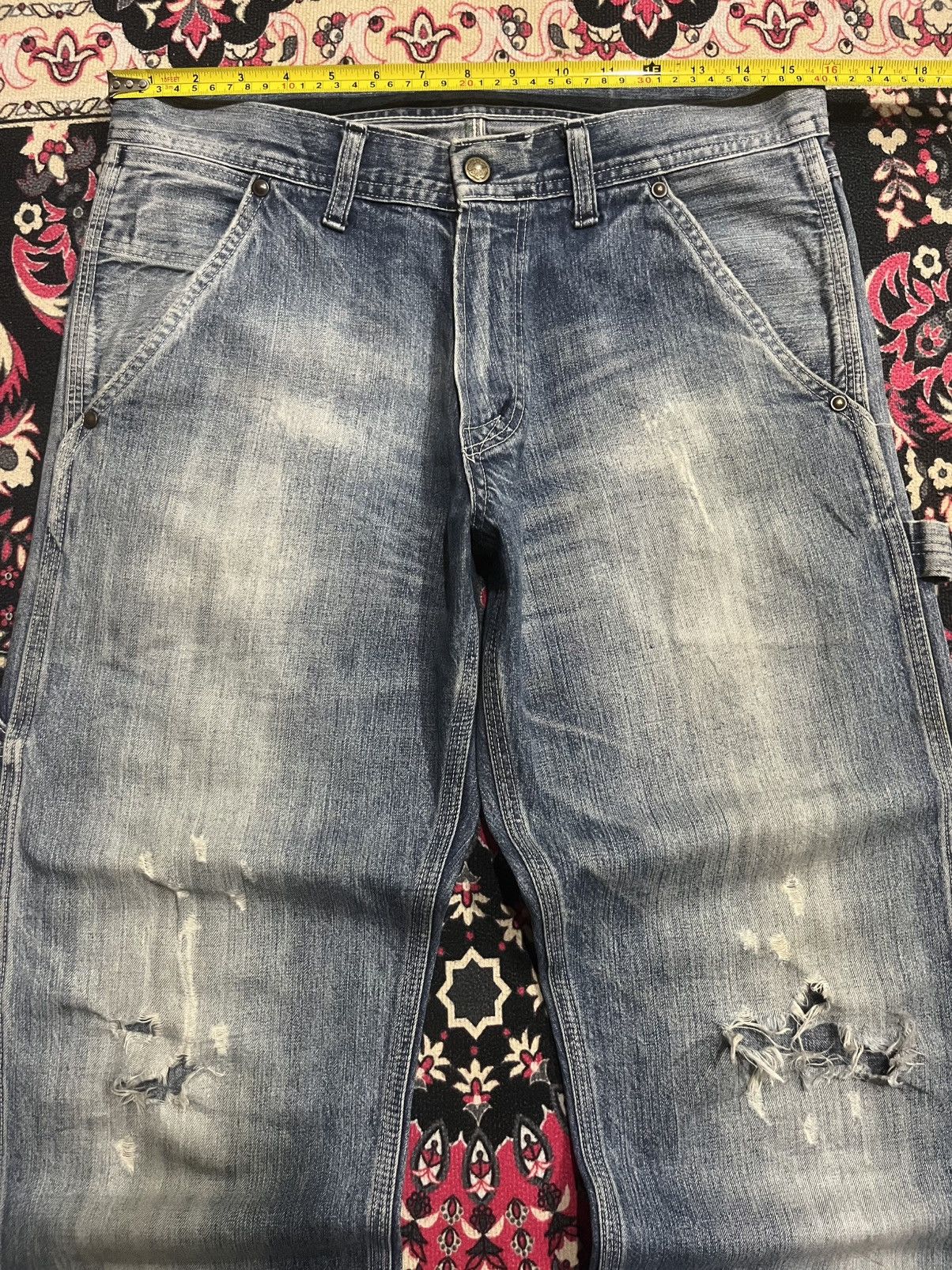 Oshkosh ⚡️Vintage⚡️Oshkosh Carpenter Distressed Blue Washed Jeans Size US 31 - 12 Thumbnail