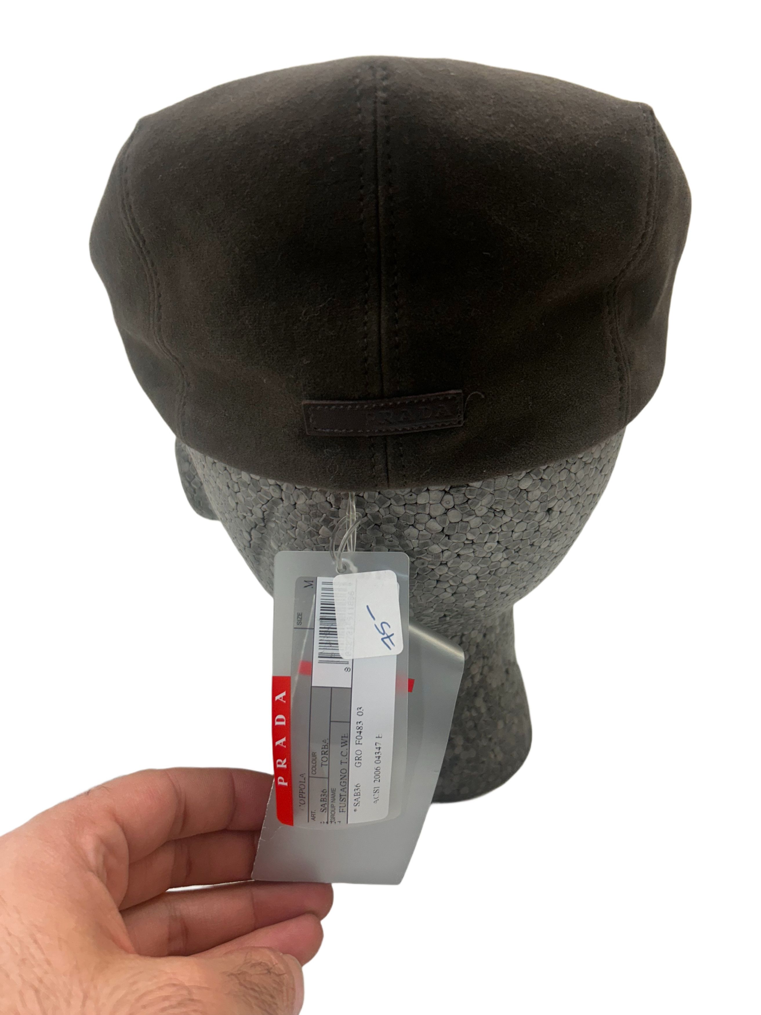Prada Prada Linea Rossa Brown felted Wool Driver Cap Size 32 - 5 Thumbnail