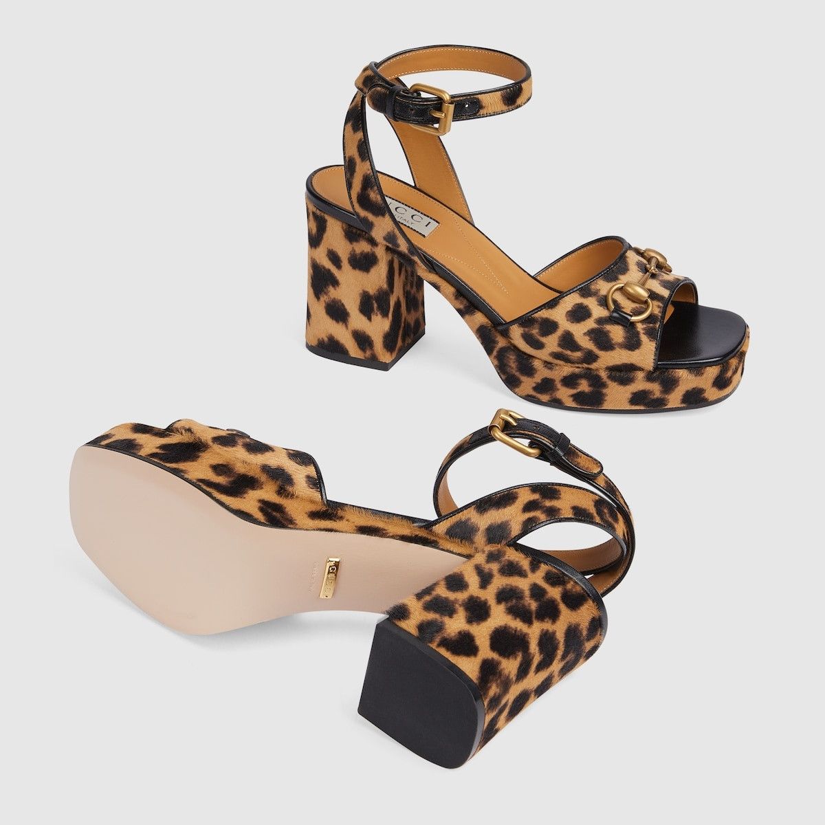 Gucci o1s1wg110425 Women's Horsebit Sandals in Leopard Size US 8.5 / IT 38.5 - 6 Thumbnail