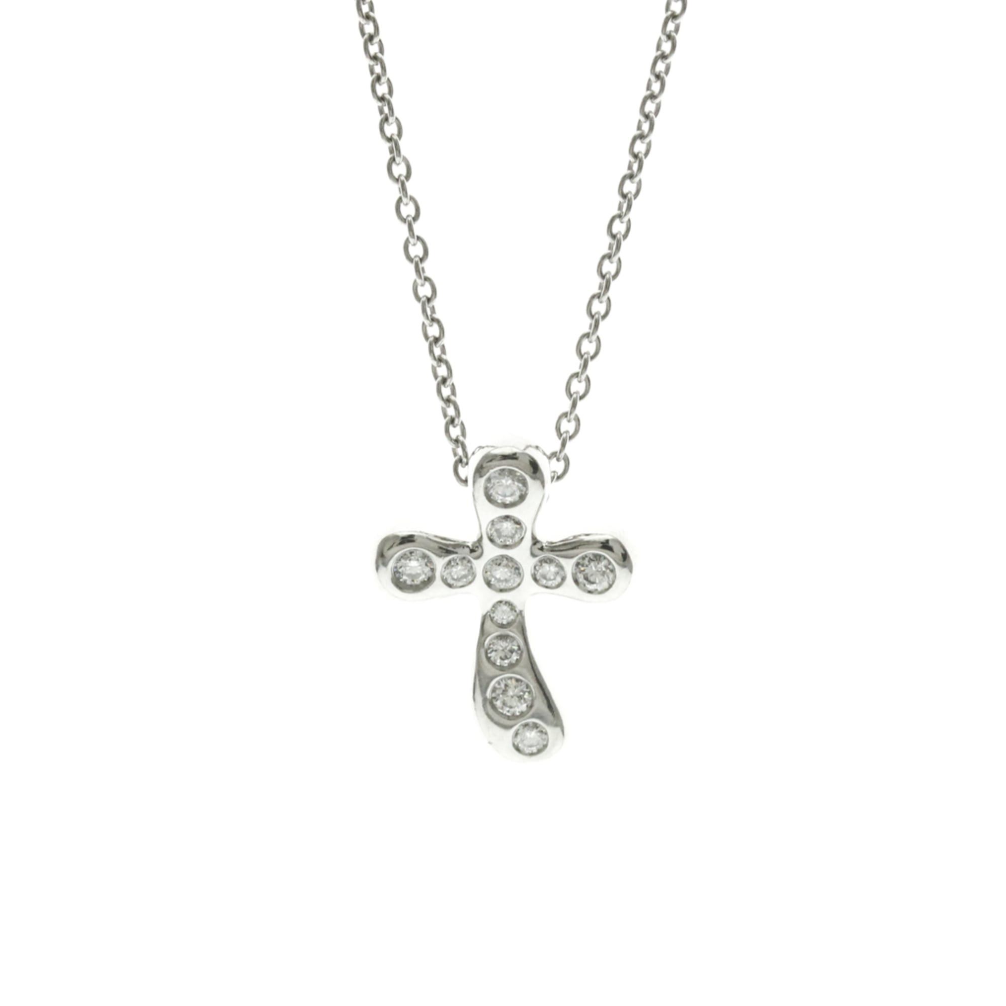 Tiffany Cross Diamond Necklace Platinum Diamond Men,Women Fashion Pendant Necklace, Women's