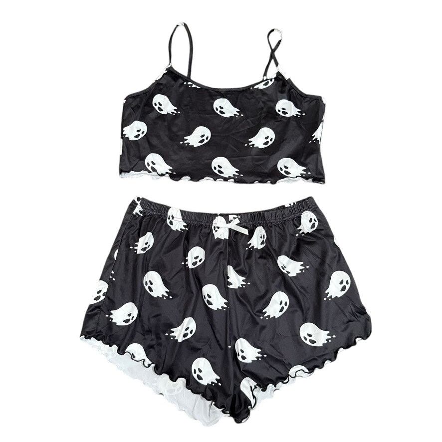 Shein Woman's 2 Piece Ghost Graphic Pajama Short and Top Set Size ONE SIZE - 1 Thumbnail