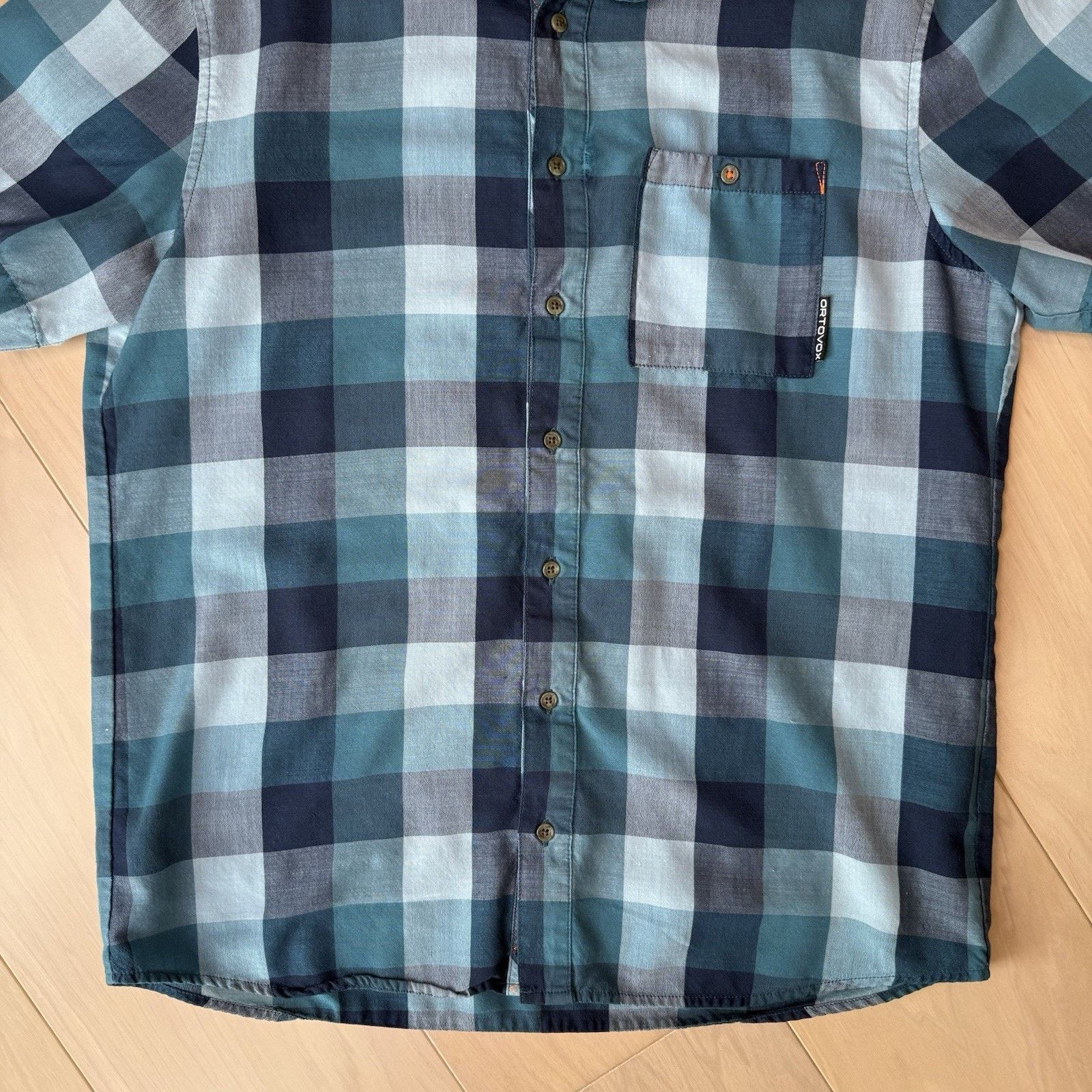 ORTOVOX Ortovox Short Sleeve Shirt Medium Blue Check Wool Blend Size US M / EU 48-50 / 2 - 5 Thumbnail