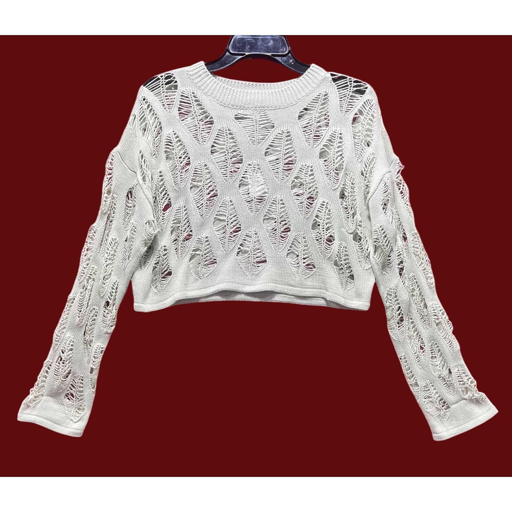 rue21 Rue 21 - Women's Openwork Knit Cropped Sweater - Pastel Gree Size XS / US 0-2 / IT 36-38 - 1 Thumbnail