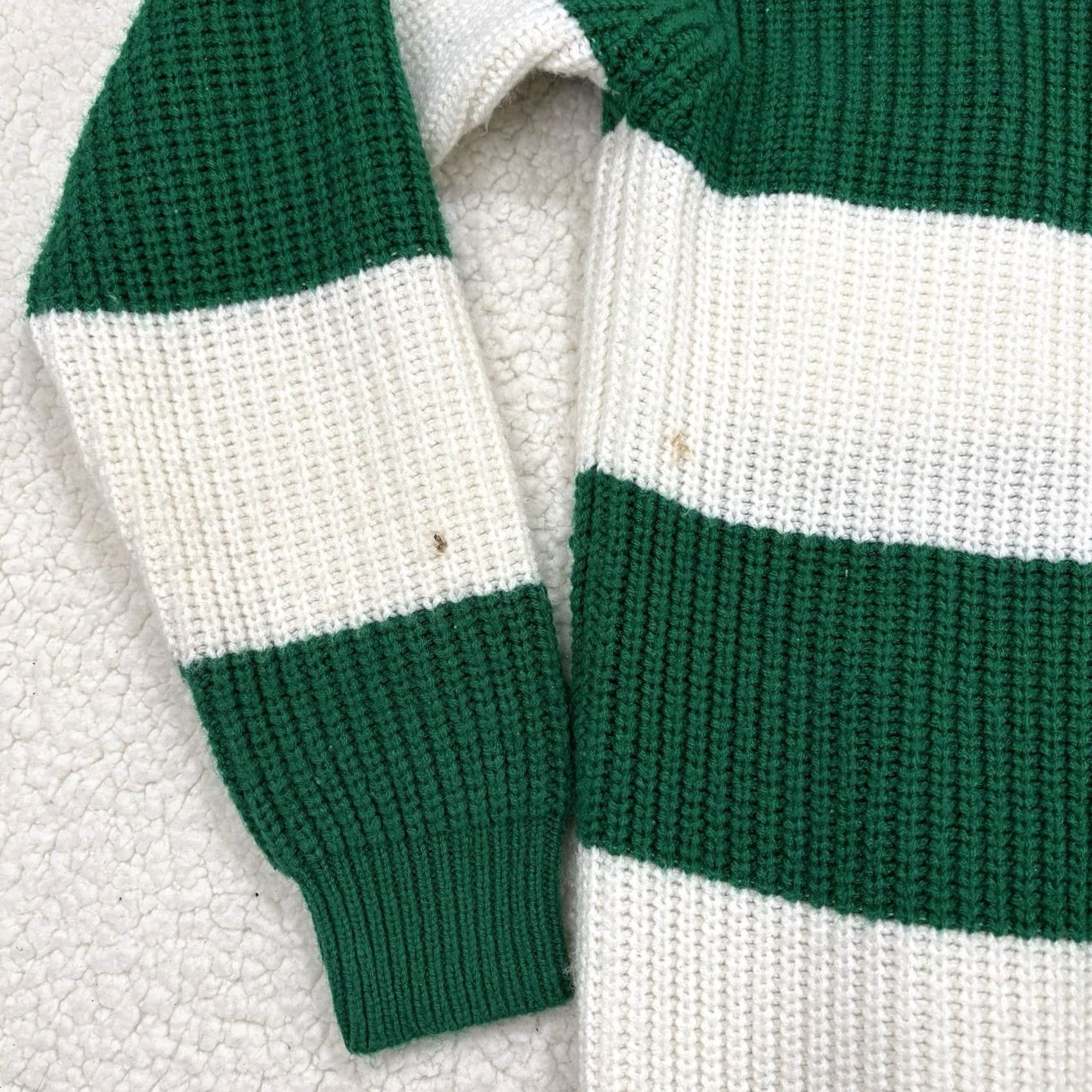 Vintage VINTAGE Joan Harper Cardigan Sweater Womens M Button Green Striped Knit Heavyweight Size M / US 6-8 / IT 42-44 - 6 Thumbnail