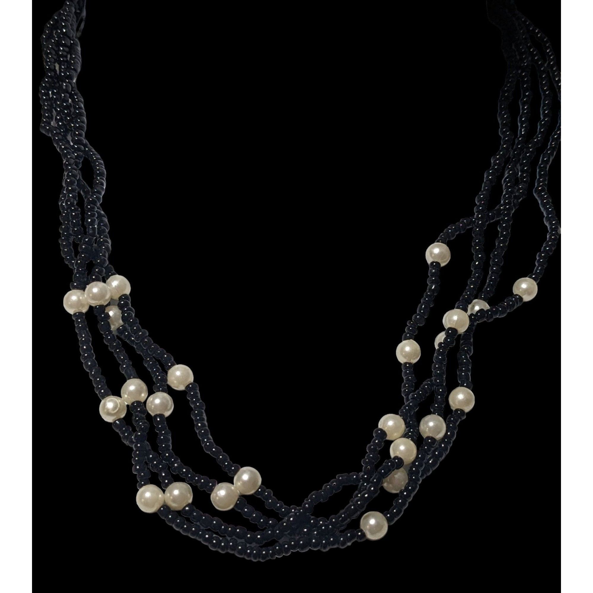 Other Black Glass Pearl Beaded Multilayer Necklace Size ONE SIZE - 2 Thumbnail