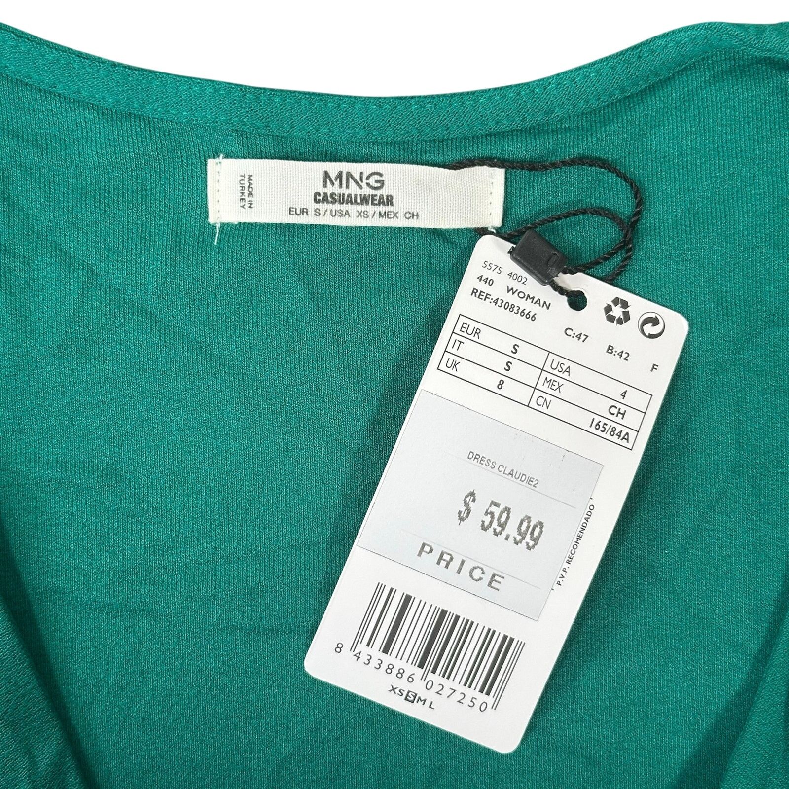 Mango Mango MNG Women's Green Long Sleeve Dress Size 4 Size S / US 4 / IT 40 - 5 Thumbnail