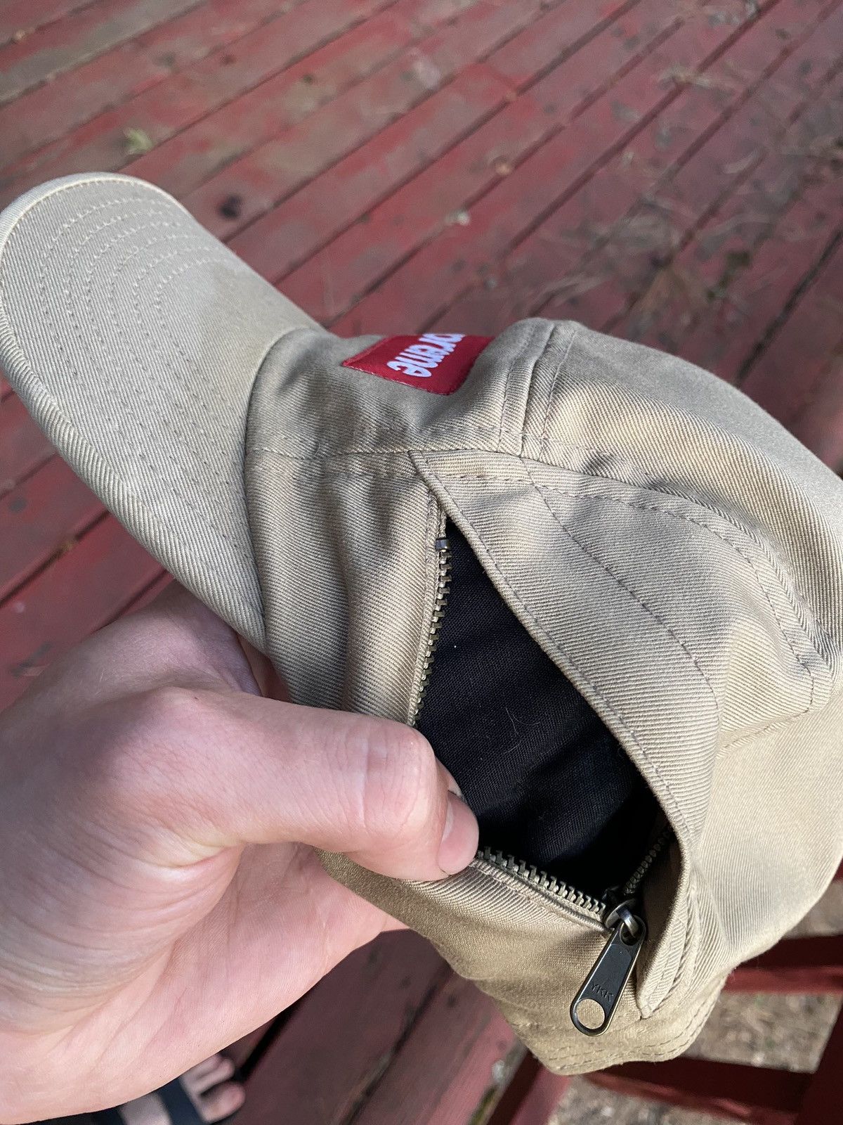 Supreme Tan side zip pocket leather strap camp cap 2015 Size ONE SIZE - 4 Thumbnail