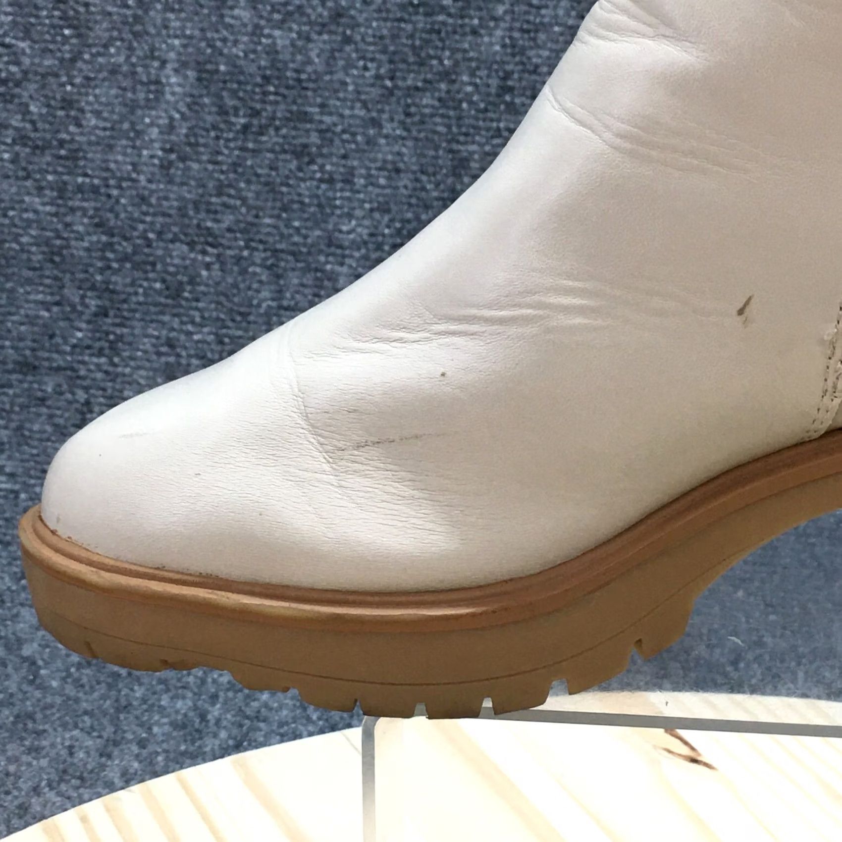 Vintage Universal Thread Boots Womens 8.5 Katrina Platform Bootie Ivory Casual Ankle Top Women Platform Boots, 8.5, Ivory, Casual, Faux Leather, Block Heel Size M / US 6-8 / IT 42-44 - 6 Thumbnail