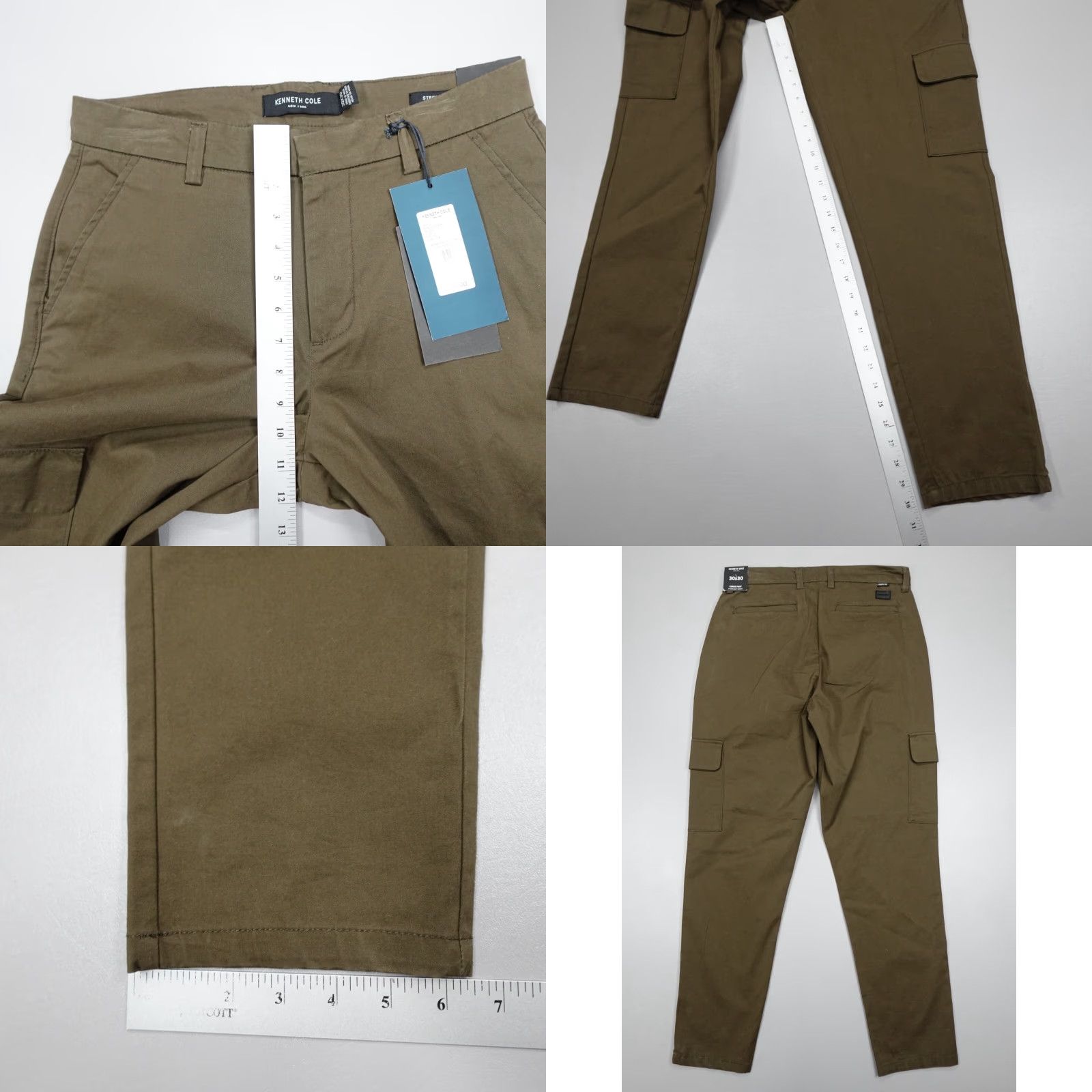 Kenneth Cole Kenneth Cole Cotton Stretch Cargo Pants Tapered Fit Olive Men's 30x30 Pants Mens Olive Cotton Stretch Cargo Pants Tapered Fit 30x30 Size US 30 / EU 46 - 8 Thumbnail