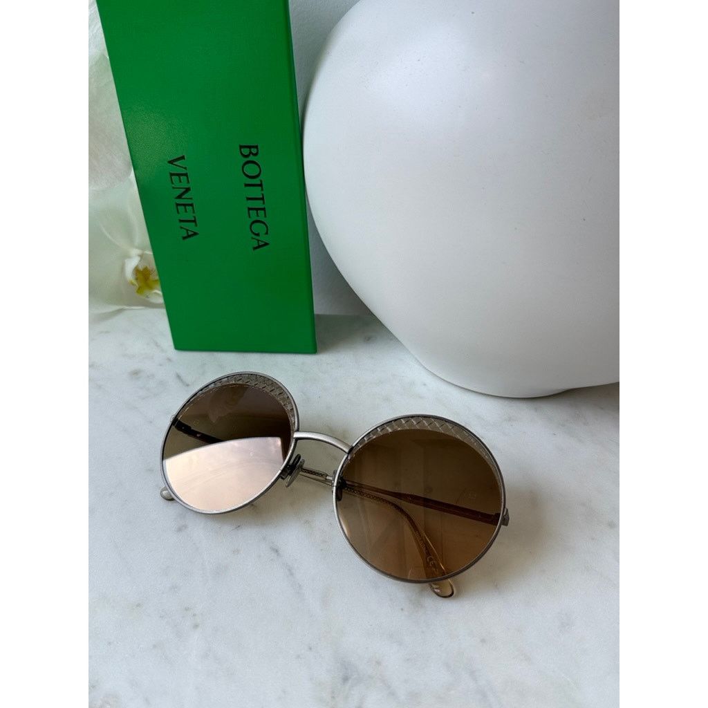 Bottega Veneta NEW Bottega Veneta BV0190S Bronze Round Mirror Sunglasses Size ONE SIZE - 9 Thumbnail