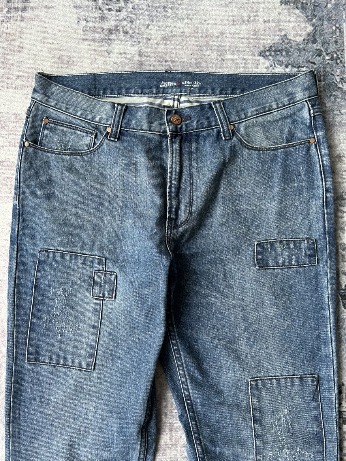 Jean Paul Gaultier JPG Patchwork Jeans Size US 35 - 4 Thumbnail