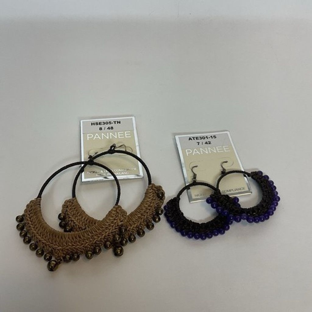 Other NWT Pannee Lot of 2 Drop Boho Woven Hoop Earrings Ring Size ONE SIZE - 1 Thumbnail