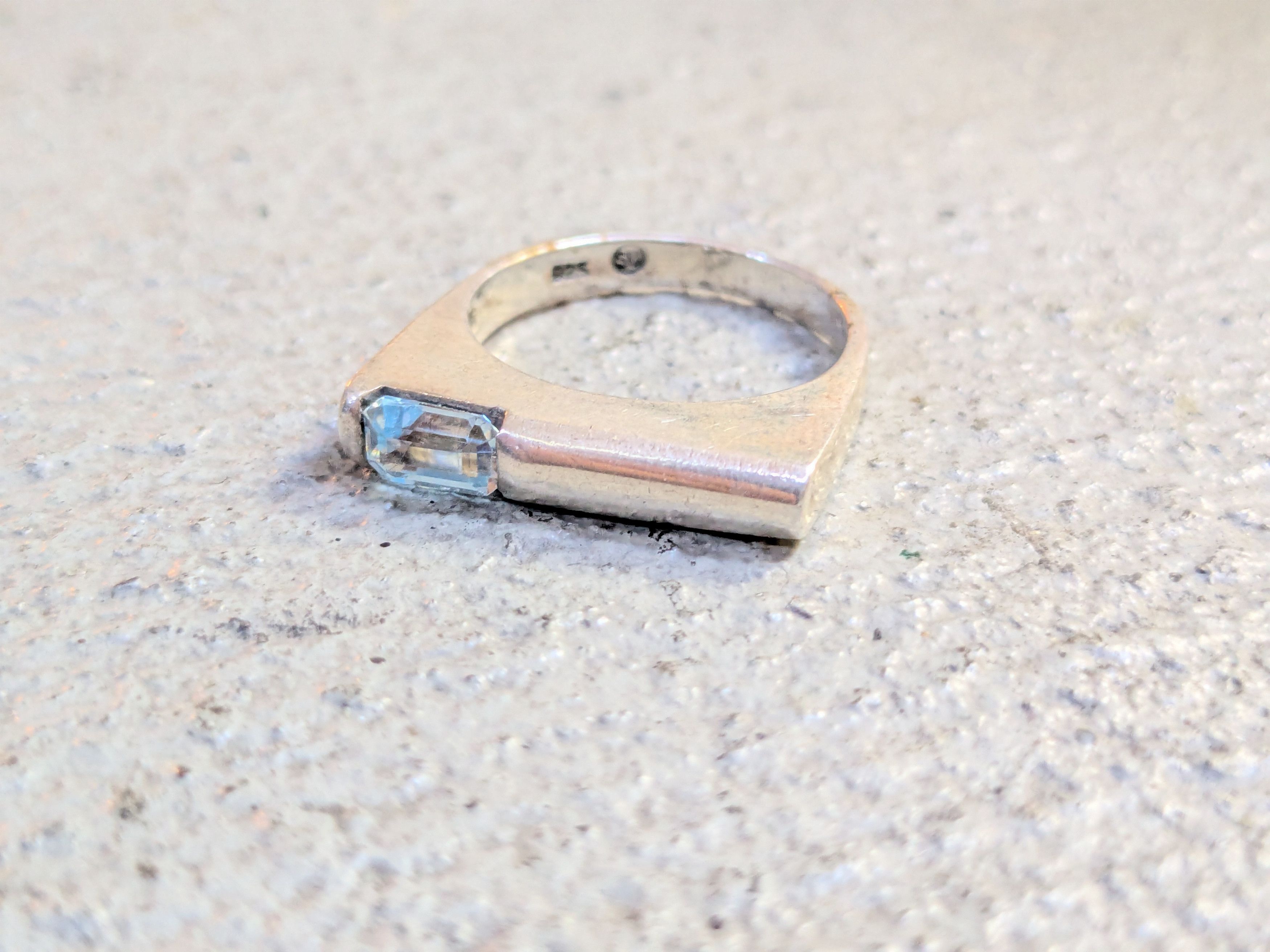 Vintage Vintage Sterling Silver Ring Blue Topaz 6 Band Modern Size ONE SIZE - 4 Thumbnail