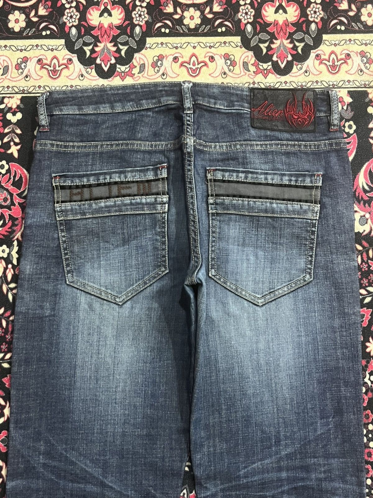 If Six Was Nine Vintage Japanese Brand Alien Lucifer Dark Blue Whisker Jeans Size US 34 / EU 50 - 7 Thumbnail
