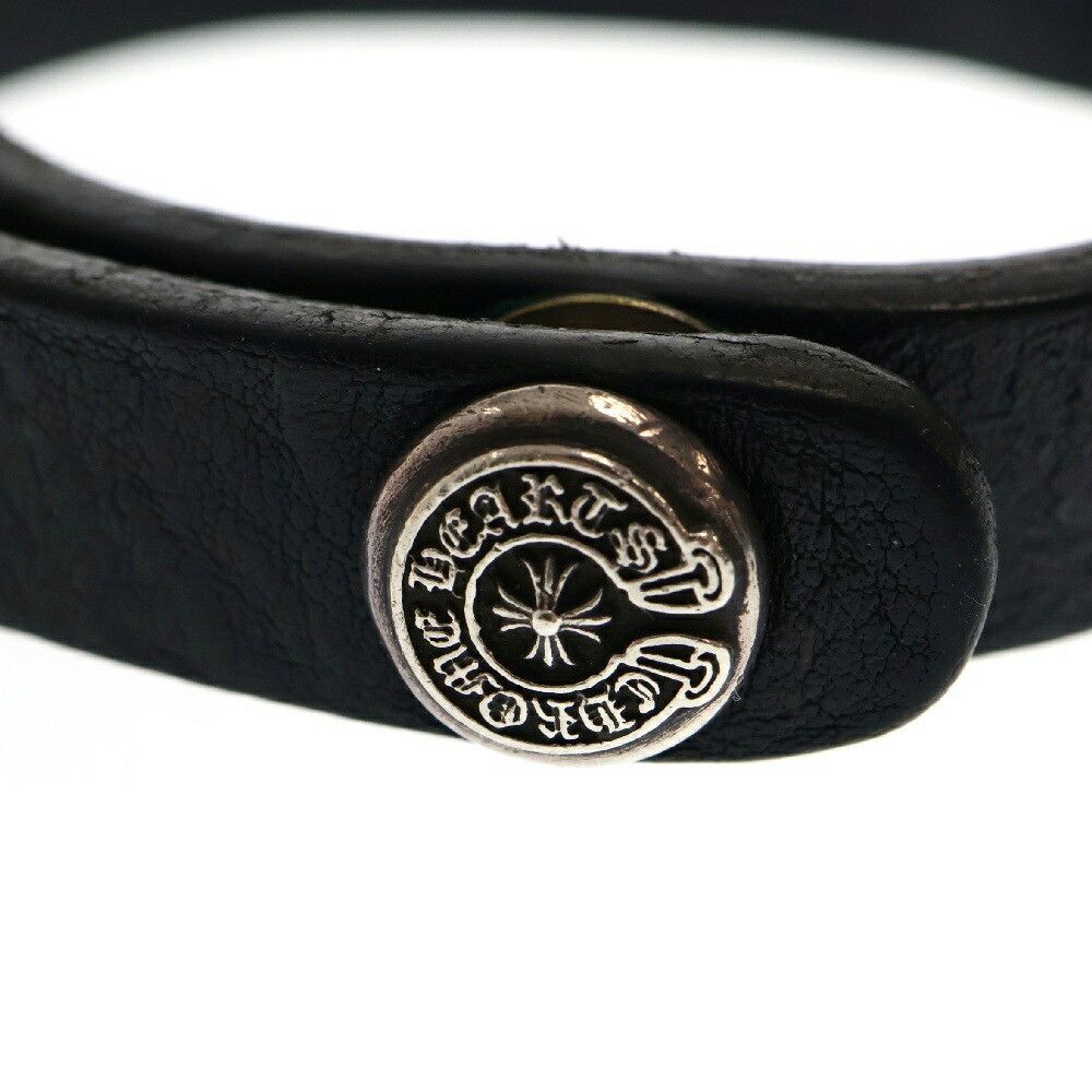Chrome Hearts CHROME HEARTS LEATHER SILVER HEART CUFF PLATE BRACELET Size ONE SIZE - 8 Thumbnail