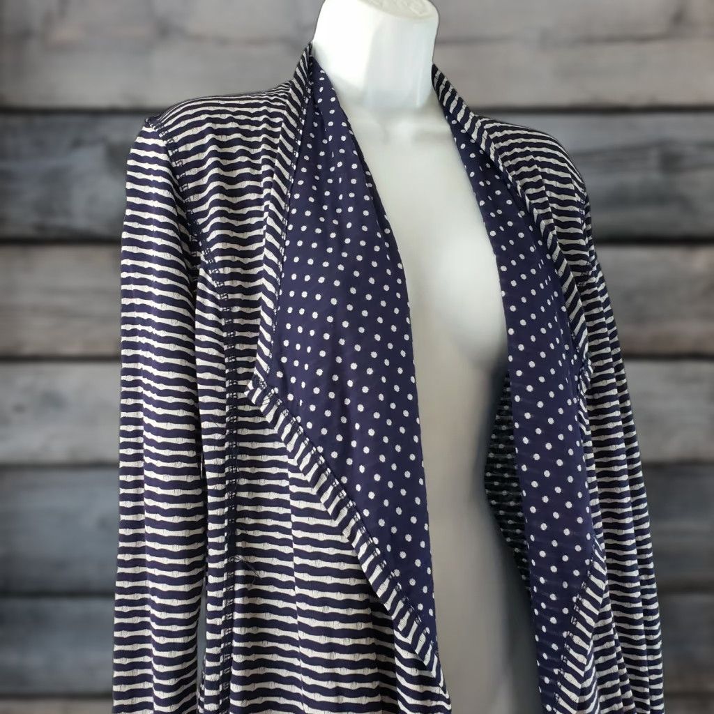 Market Market & Spruce Womens Cardigan Sz Small Blue Gray Striped Open Front Rayon Size S / US 4 / IT 40 - 1 Thumbnail