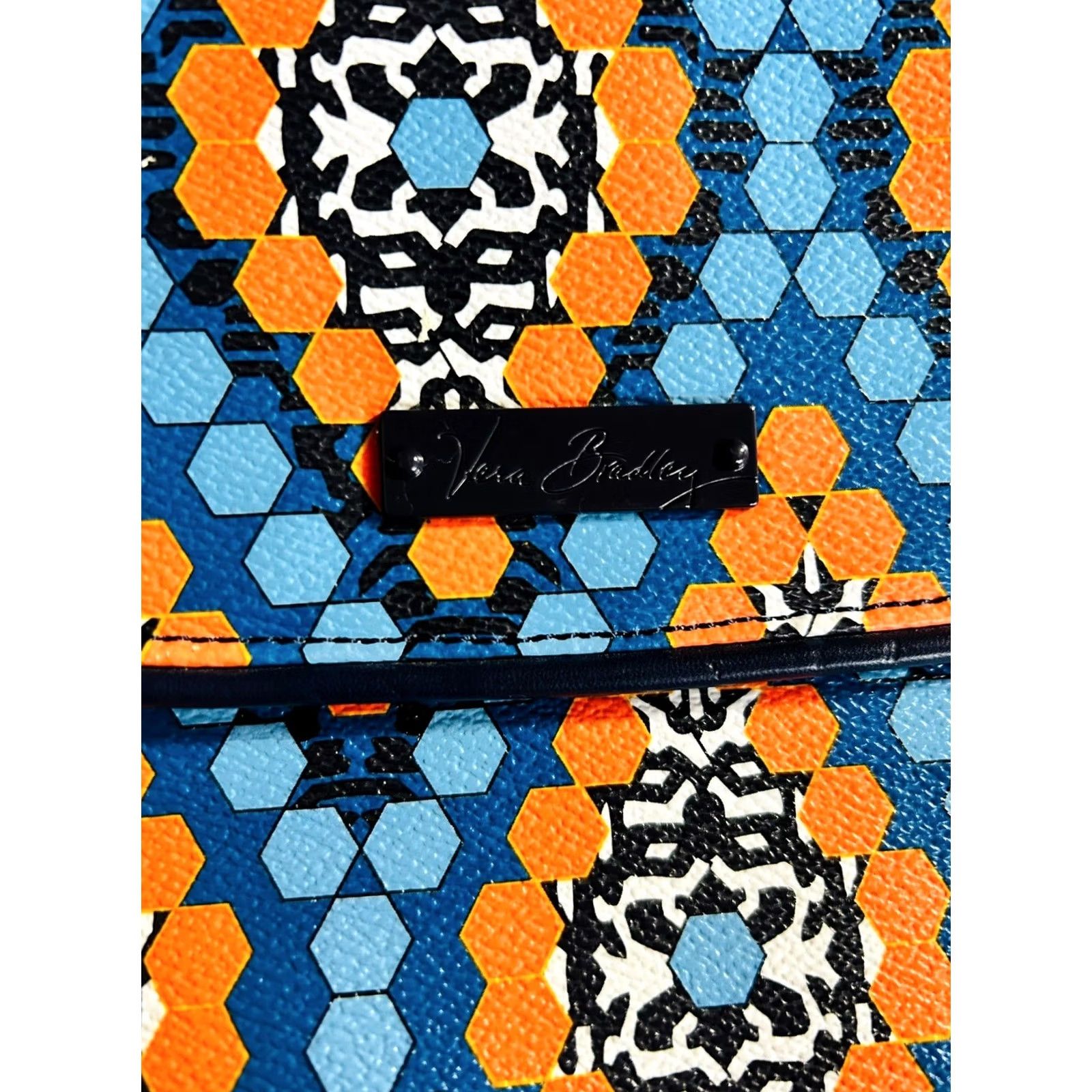 Vintage Vera Bradley Crossbody Wallet Wristlet Purse Beads Marakeesh Blue Orange Paisley Womens Handbag Medium 15in Strap Size ONE SIZE - 6 Thumbnail