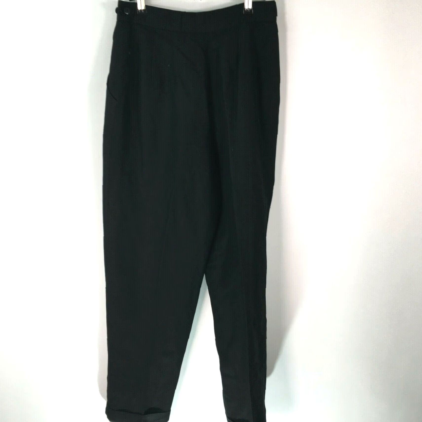 Vintage Vintage Feniciana Women's Casual Dress Pants Size 8 Black Linen Rayon Straight Leg 90s Size 28" / US 6 / IT 42 - 2 Thumbnail