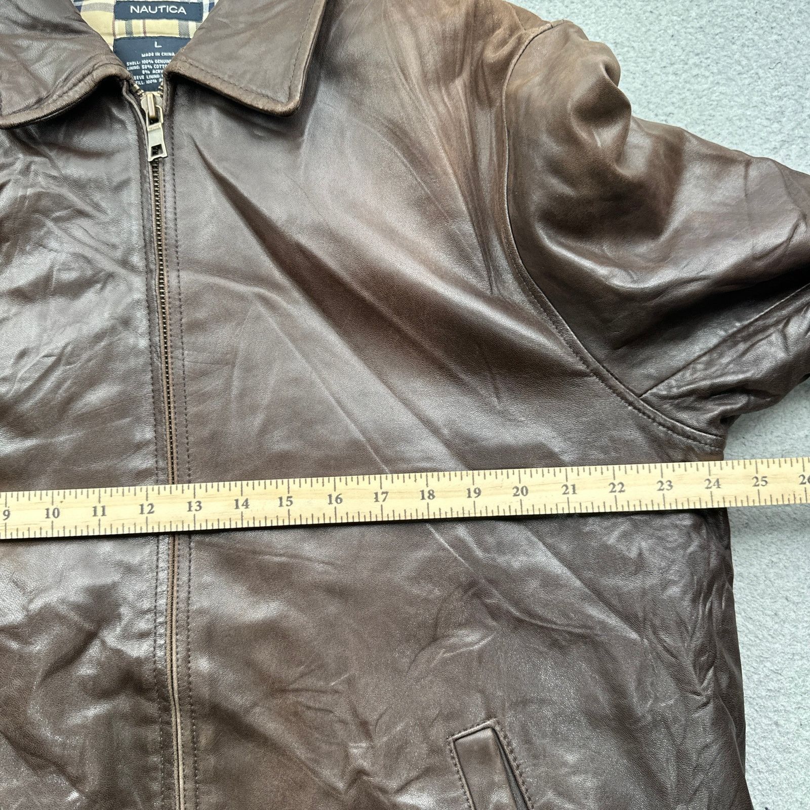 Nautica Nautica Leather Full Zip Lined Jacket Mens Large Brown Size US L / EU 52-54 / 3 - 4 Thumbnail