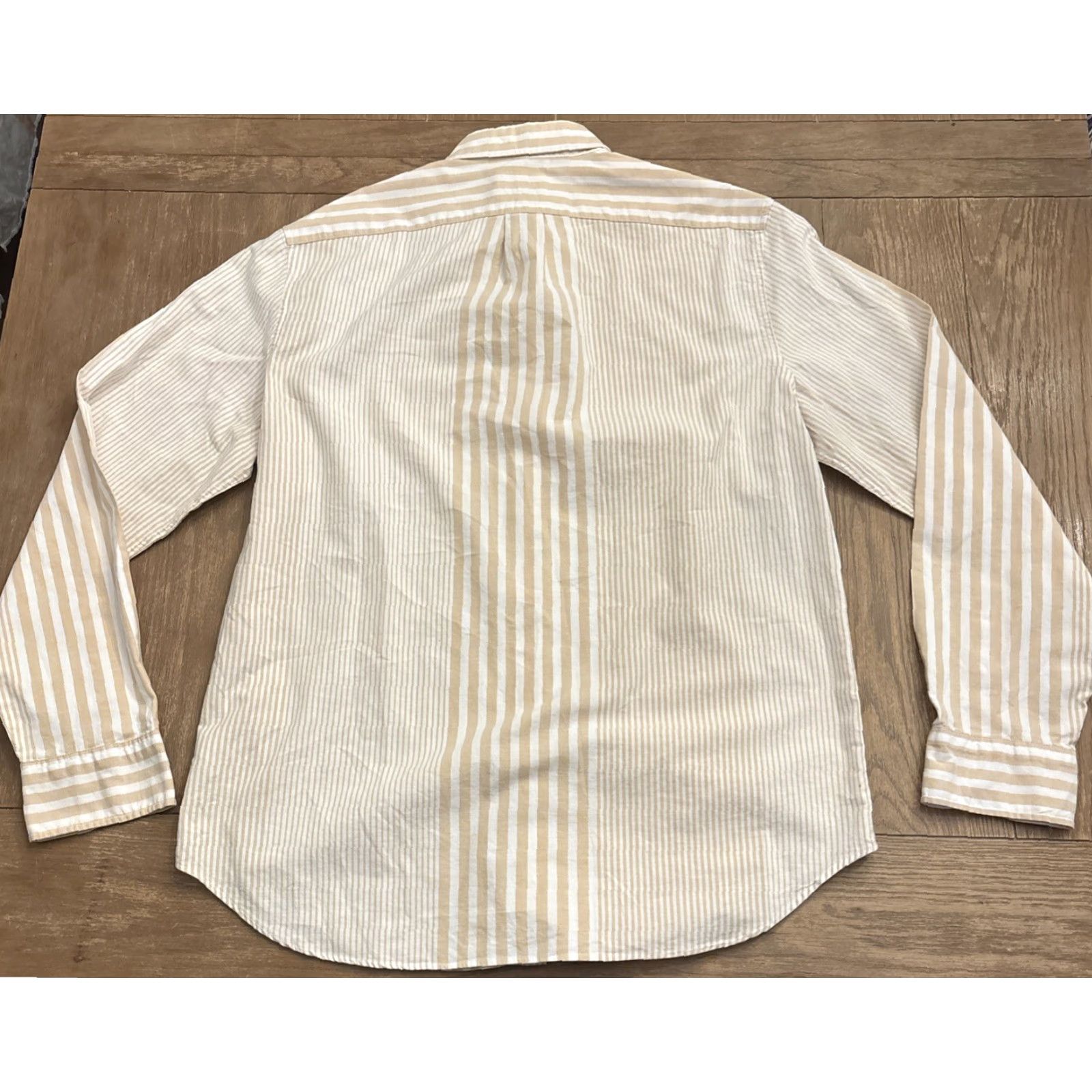 J.Crew J. Crew Broken In Oxford Slim Fit Tan White Stripe Button Down Shirt Men L Size US L / EU 52-54 / 3 - 7 Thumbnail