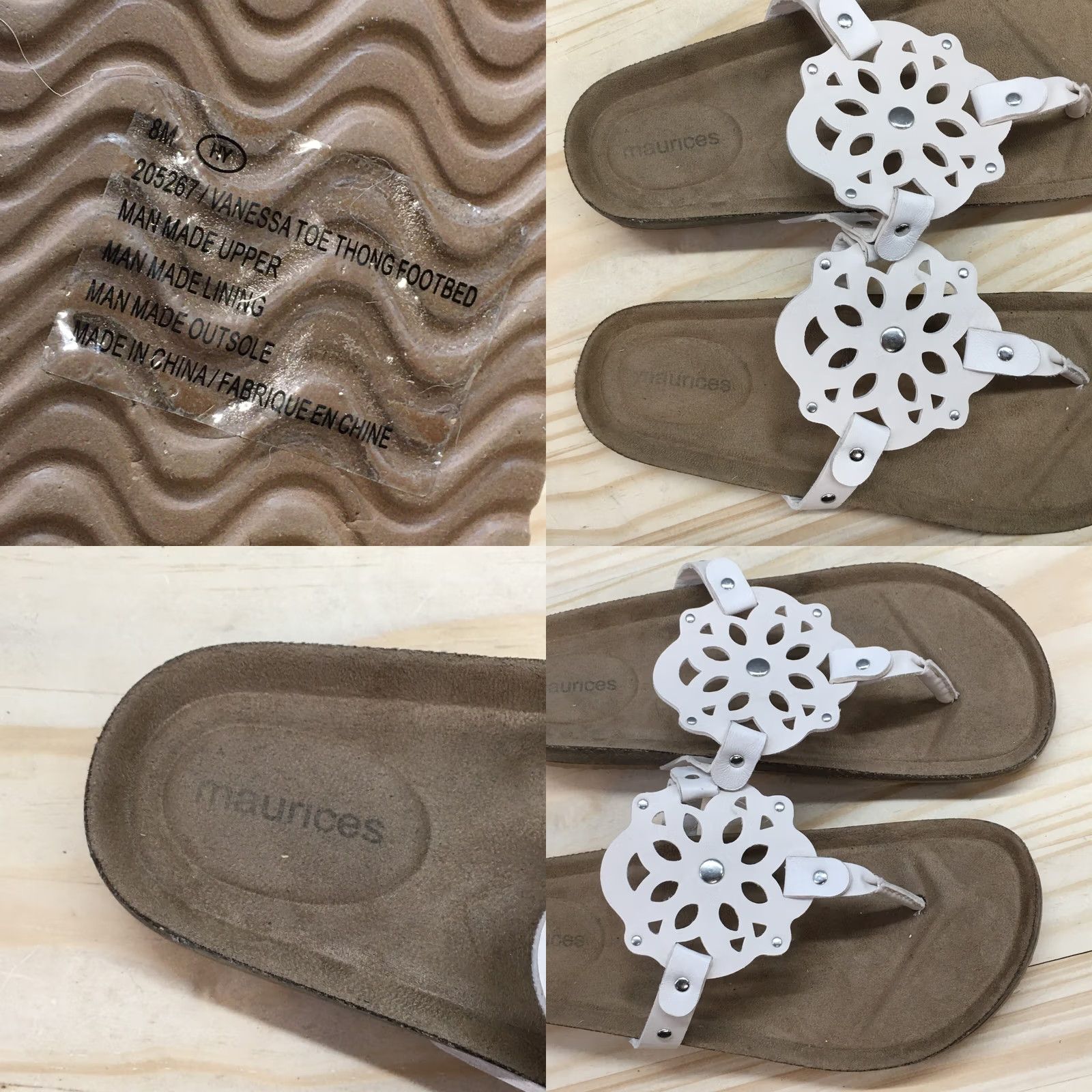 Vintage Maurices Sandal Womens 8M Beige Vanessa Medallion Toe Thong Footbed Casual NEW Size US 8 / IT 38 - 9 Thumbnail
