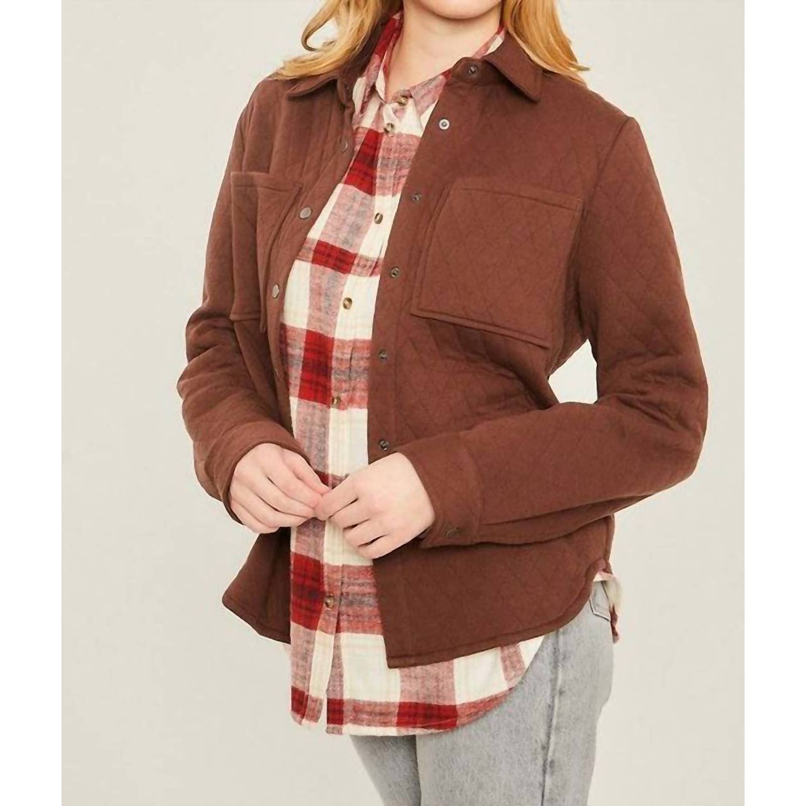 Hippy Tree LOVE TREE Diamond Quilted Shacket In Brown | Grailed
